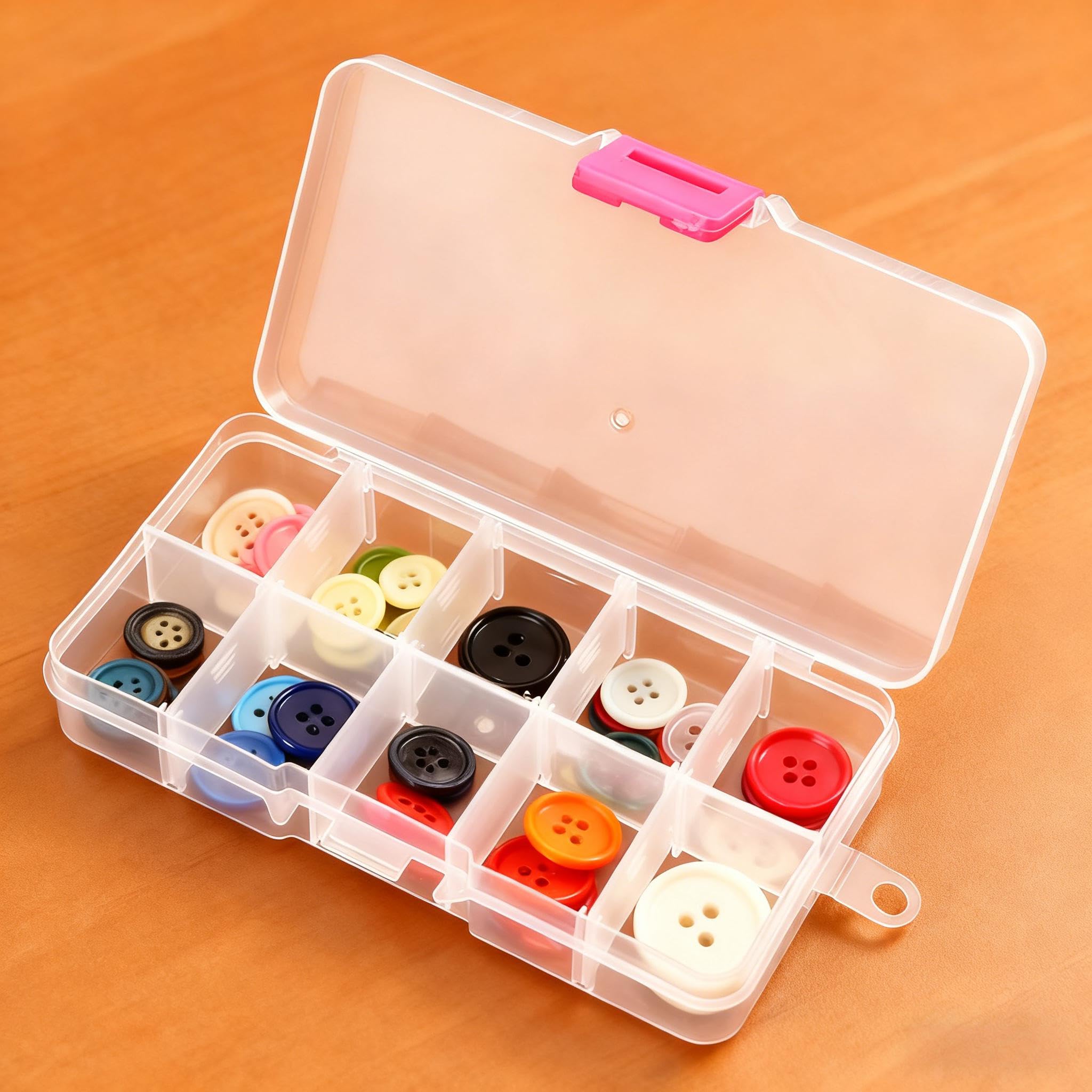 Lot de 32 boîtes de rangement en plastique à 10 compartiments, 12,7 x 6,3 cm avec séparateurs amovibles pour perles, bijoux et loisirs créatifs