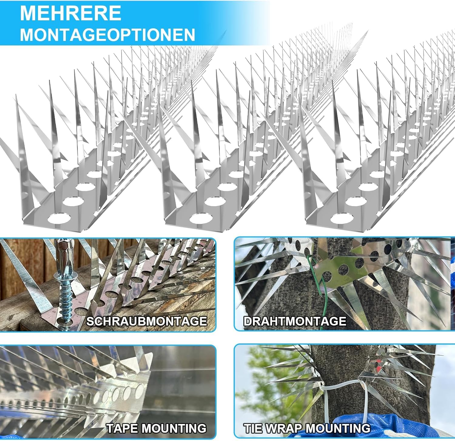 Marderabwehr,Taubenabwehr,Vogelabwehr-Spikes,4m Marderschreck für Fallrohr,Balkon,Dachrinne,zum Vertreiben von Eichhörnchen,Waschbären,Katzen,Verschlungene Dornen – optimaler Schutz