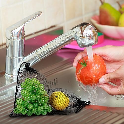 Miniatura 5 de TecUnite 10 bolsas de malla con cordón, bolsas de lavandería grandes de malla de nailon para regalo, bolsa para lavavajillas con cordón deslizante