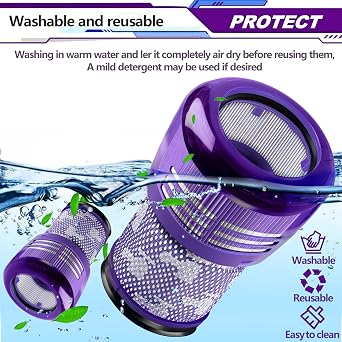 2 Pack Replacement V12 Filters for Dyson V12 Detect Slim, Detect Slim Animal, Slim+ Cordless Vacuum and V12 Slim Absolute Vacuums, SV34, SV35 Vacuums,Part No. 971517-01, Purple