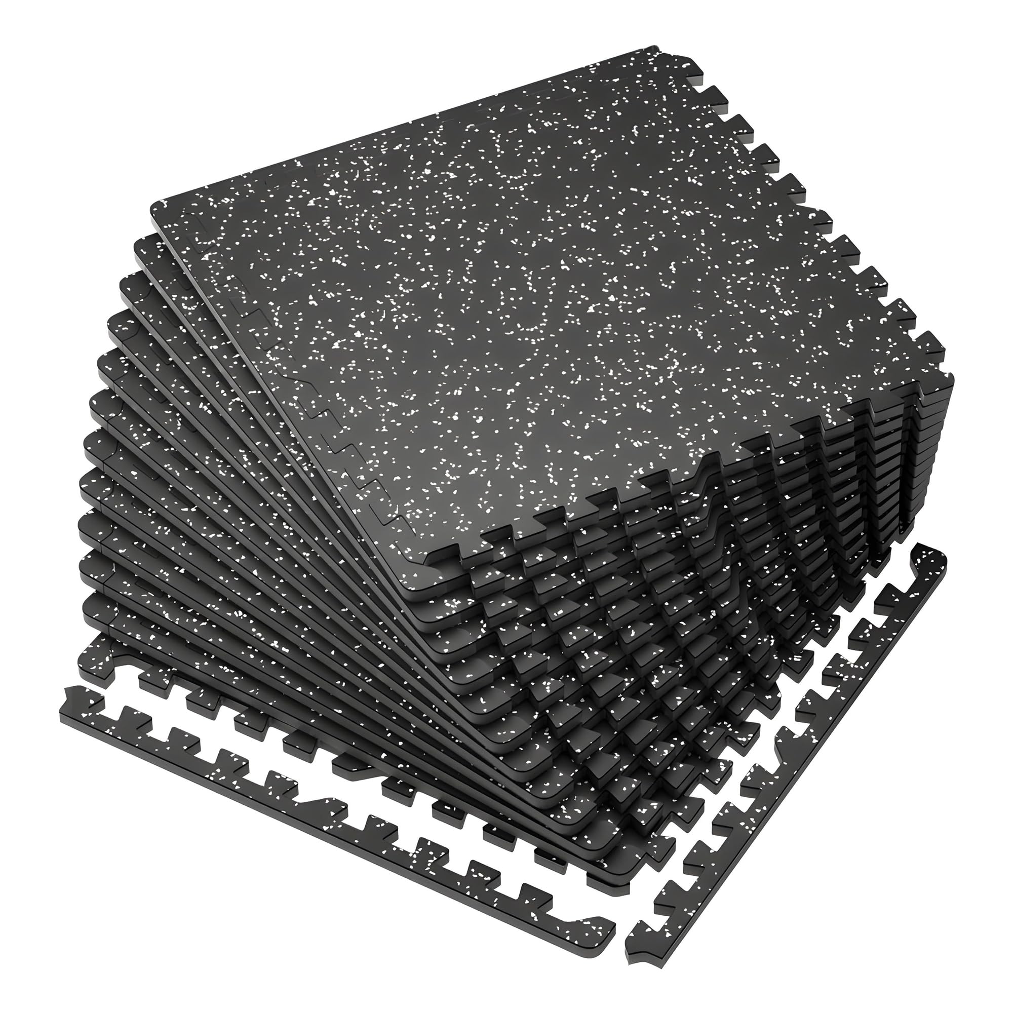 SG Gym Flooring Tiles - 1.4cm Thick Rubber Top EVA Foam Workout Mats for Garage, Basement & Home Gym - Interlocking Floor Protection Mats for Heavy Weights, Treadmills & Cardio (60 x 60cm)