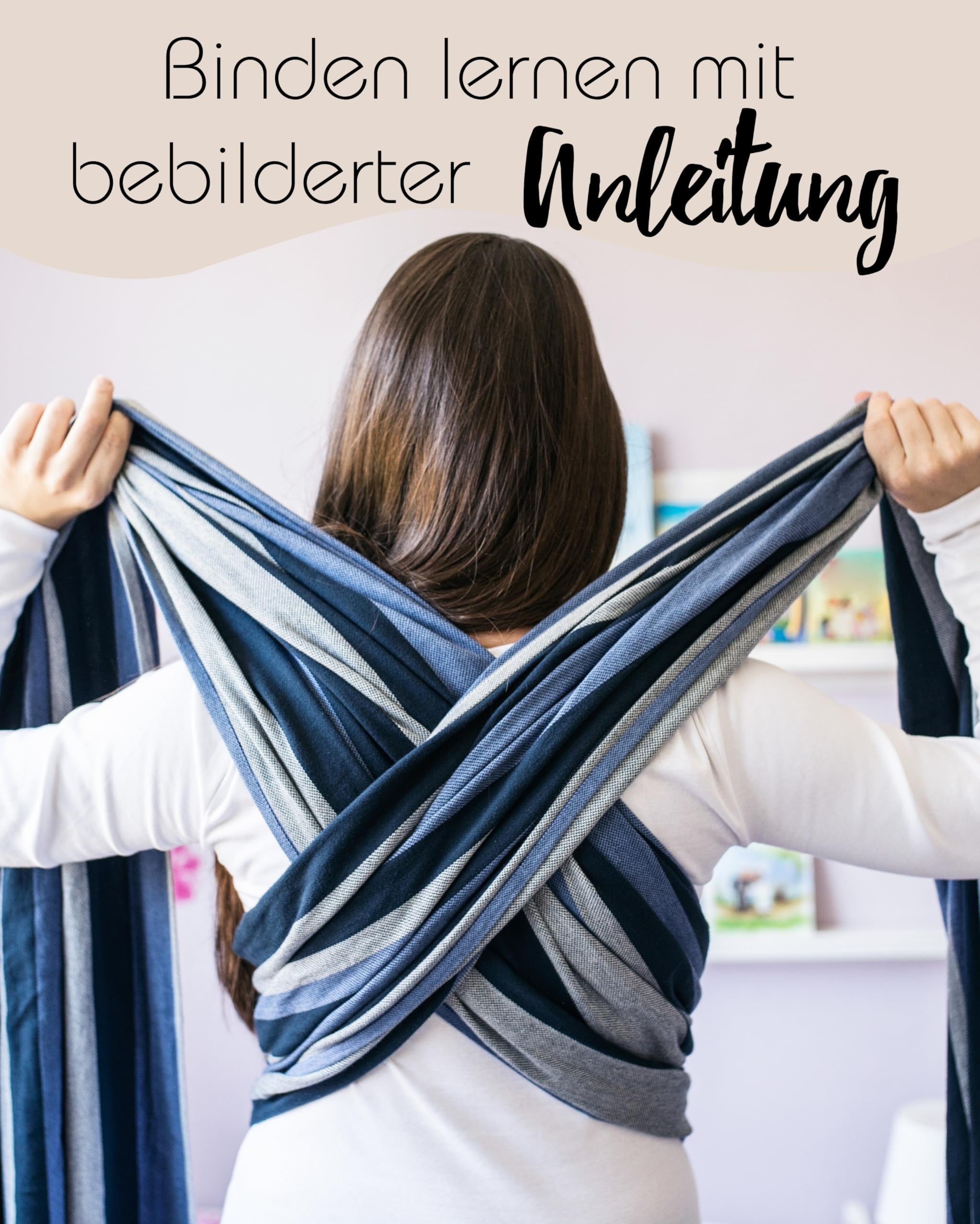Hoppediz Frühchen-Babytragetuch ab Geburt, Stone 5,40 m | Ergonomisches Tragetuch, extra schmal für zarte und frühgeborene Babys, inkl. Anleitung