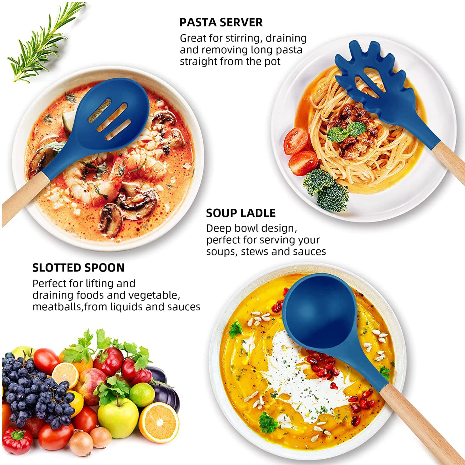 Set 12 Utensili Cucina In Silicone E Legno - Cucchiai, Mescola - Antiaderente E Resistente Al Calore - Foto 11