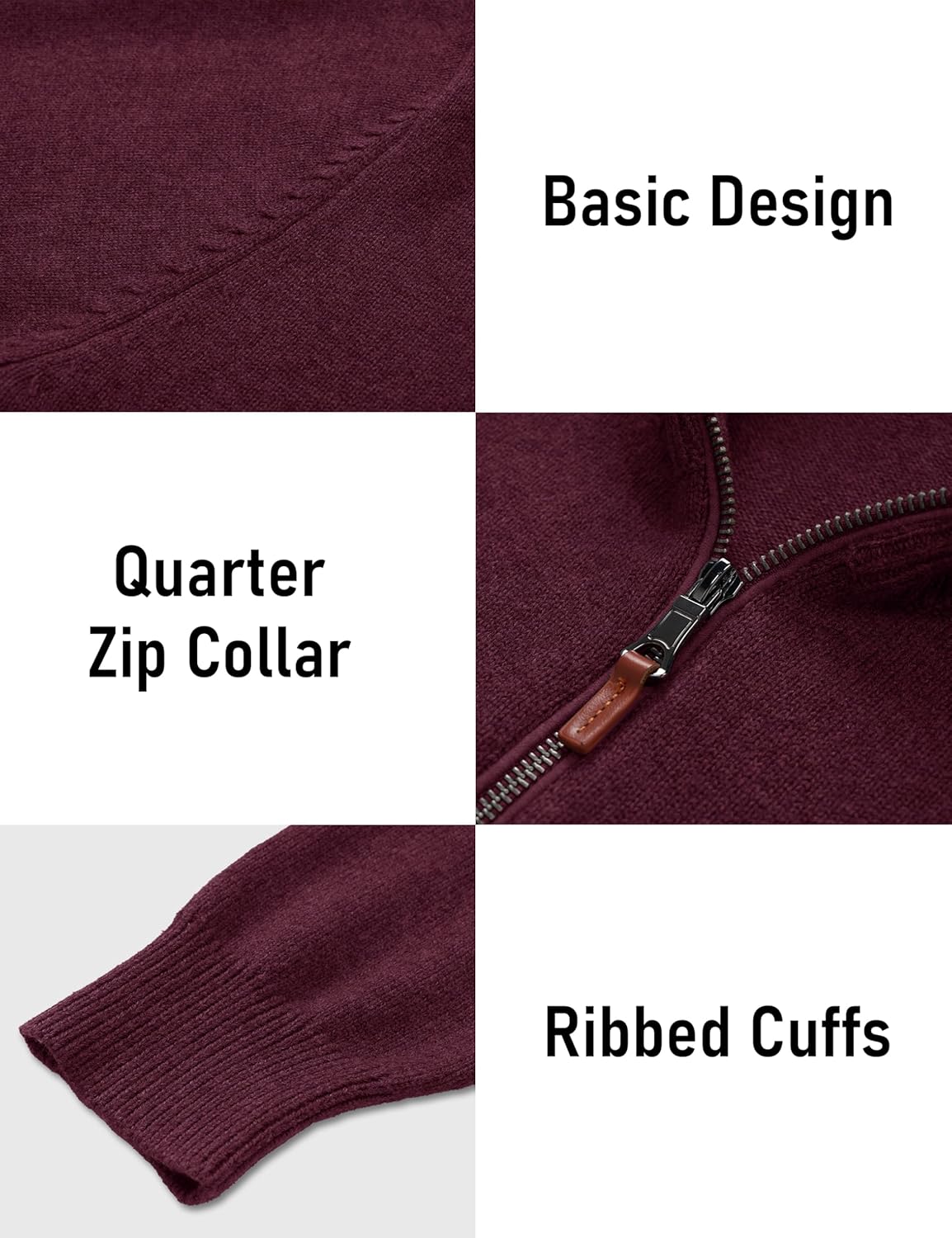 MAGCOMSEN Men's Quarter Zip Pullover Lightweight Mock Neck Polo Sweater Long Sleeve Warm Fall Winter Pullover Sweaters - Image 5