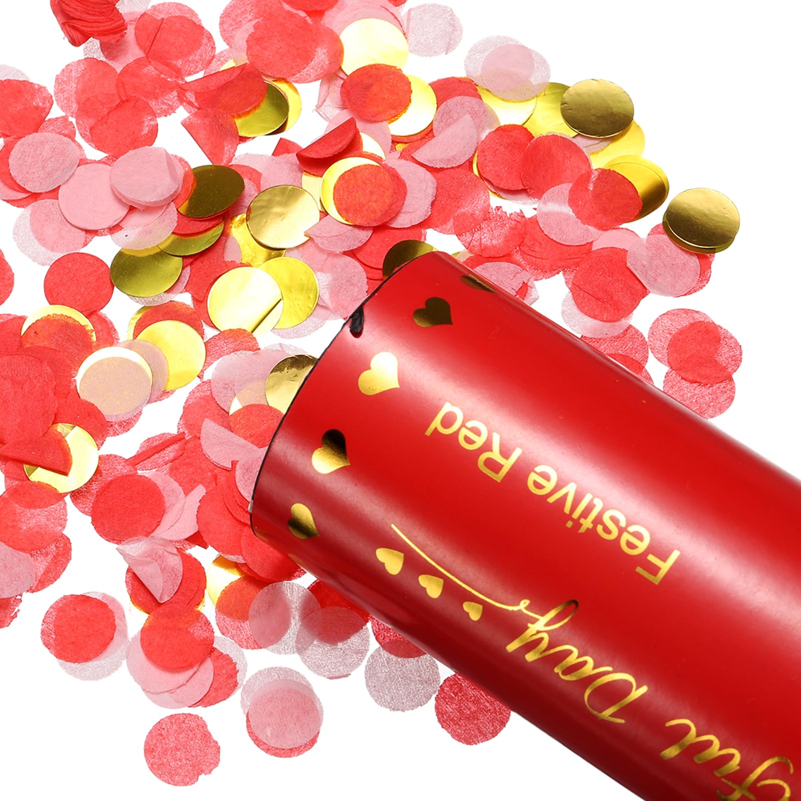 sourcing map Konfetti-Popper für Hochzeit, Papier-Konfetti, Happy Birthday, Tischstreuung, Konfetti-Punkte für Geburtstag, Abschlussfeier, Weihnachten, Partyzubehör, Dekorationen, 20,3 cm, Rot, 8
