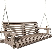 Vista 10 de Porchgate Amish - Columpio de porche resistente de 800 libras con tratamiento cómodo con cadenas (4 pies, color nogal cálido)