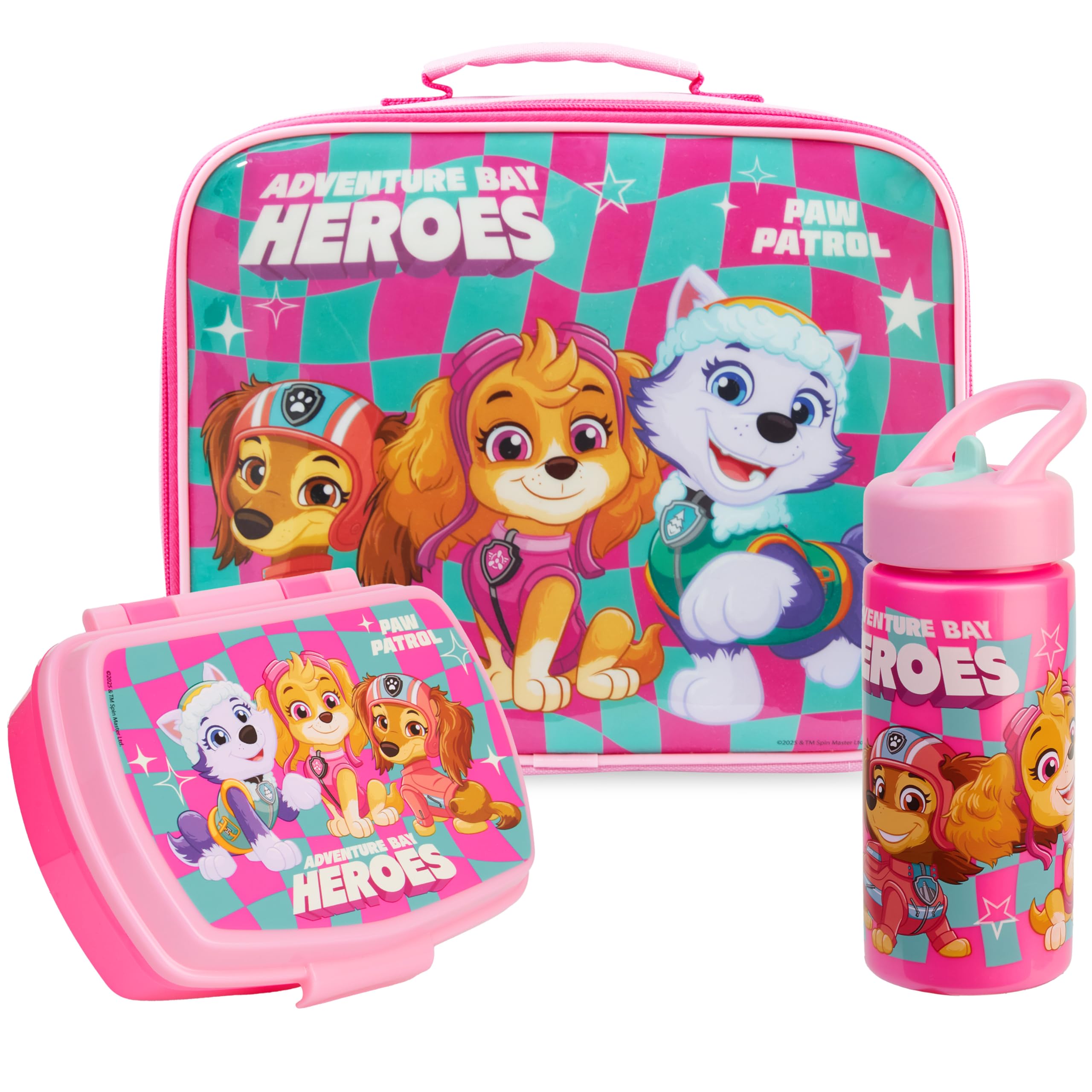 Get Trend Paw Patrol Insulated Lunch Bag Set for Girls, 3 Pcs Kids BPA Free Lunch Box 420ml Water Bottle with Straw & Food Bag, Picnic Travel Supplies, Nursery & School Essentials (Pink Paw Patrol)