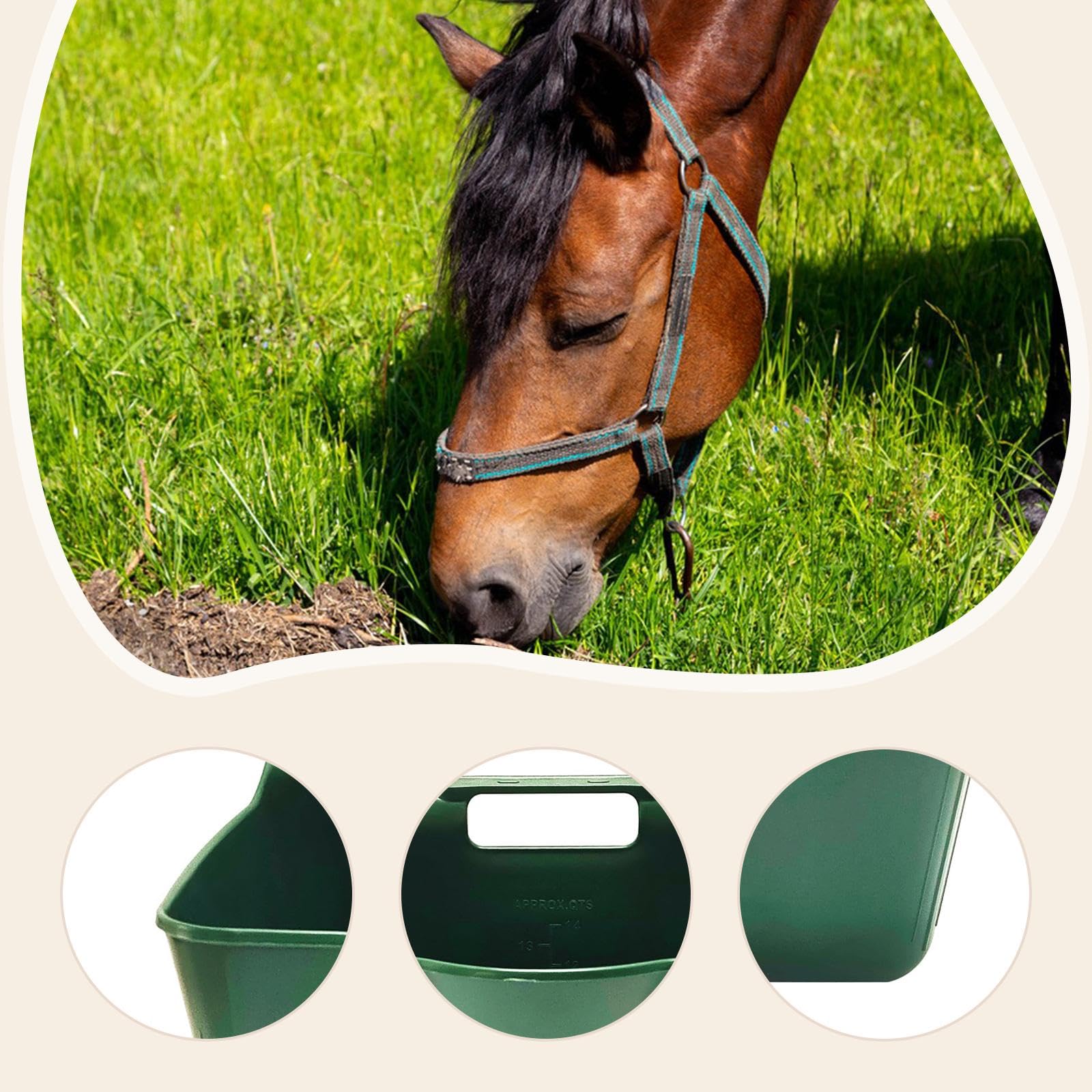 Cubeta para Caballos Cubo Colgante con Marcas de Medición Enganches Y Superficie Lisa Fabricada en PP Resistente Adecuada para Establos, 14l