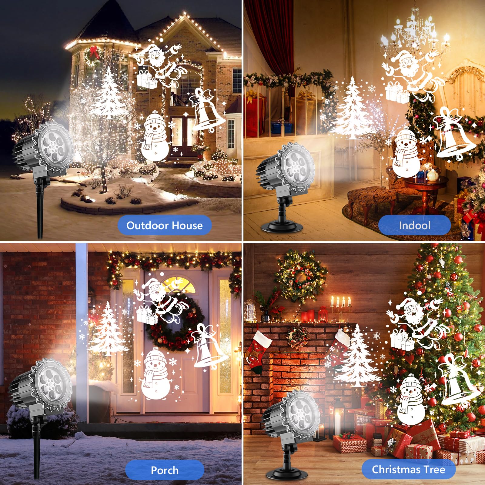 Projektor Weihnachten Aussen, Dynamische LED Weihnachten Projektor Lampe, Wasserdicht Weihnachtsbeleuchtung außen für Garten Fenster Wand Hof Party Weihnachtsdeko