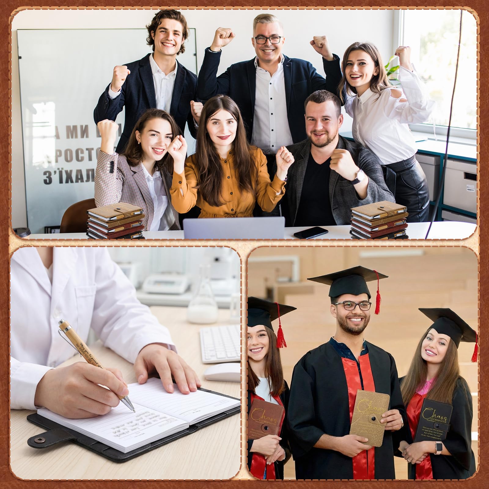 Marspark 15 Set Chaos Coordinator Employee Appreciation Gifts Inspirational A5 Leather Notebooks with Pens Thank You Gifts for Graduation Men Women Teacher Manager Boss Father's Day