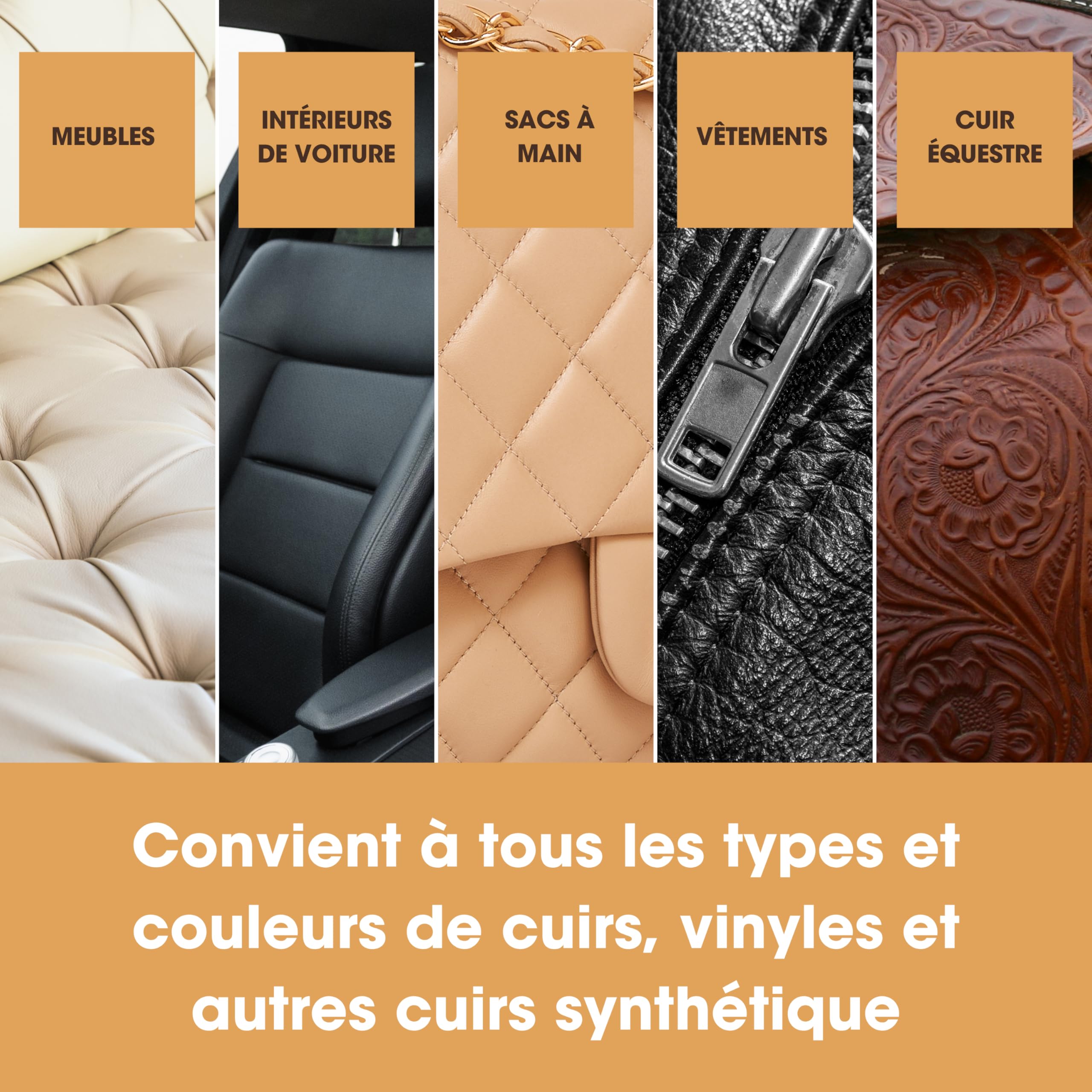 Furniture Clinic Kit d’Entretien Complet du Cuir Nettoyant Cuir & Crème Protectrice Cuir pour Canapés, Sièges de Voiture | Nettoyant Cuir Ultra 500 ML & Conditionneur Cuir 500 ML, Éponges