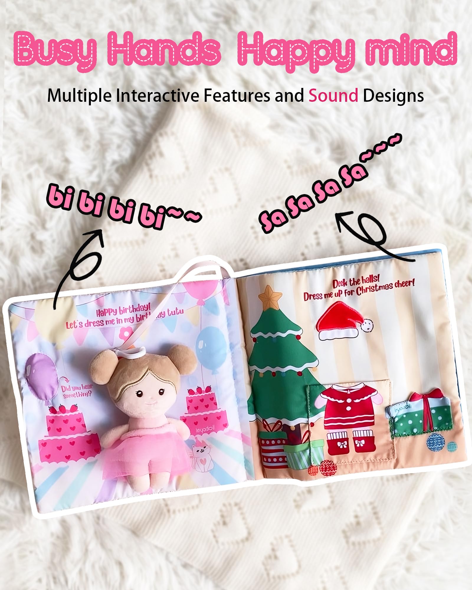 LeyaDoll Livre en Tissu Interactif Sensoriel, Livre d'Activités Éducatif Silencieux pour Bébé, Jouet de Voyage pour Enfants de 1 à 3 Ans (Habille-Moi Correctement) : Jouets & Jeux