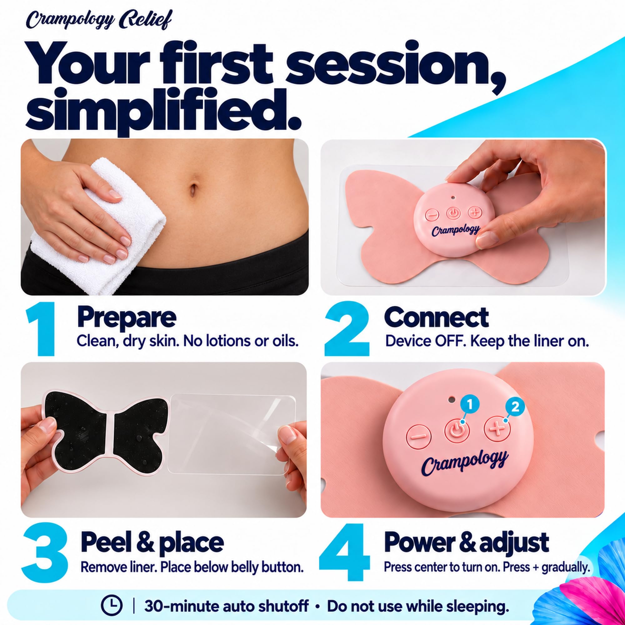 Relief-Period Pain Relief Device, Portable TENS Unit for Menstrual and PMS Cramps, Reduces Endometriosis Discomfort, Reusable Pads, Natural Cycle Support — Amazon image 8