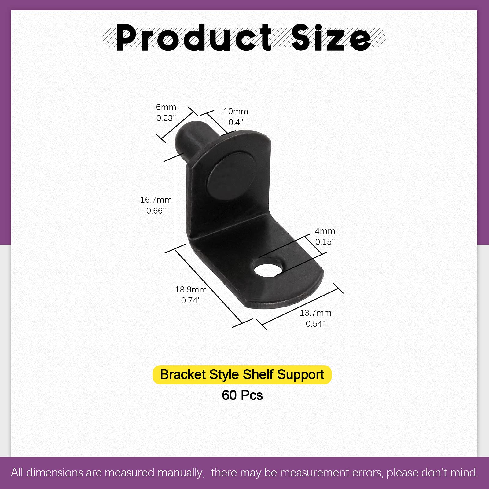 Swpeet Lot De 60 Broches D'étagère En L De 6 Mm En Acier Plaqué