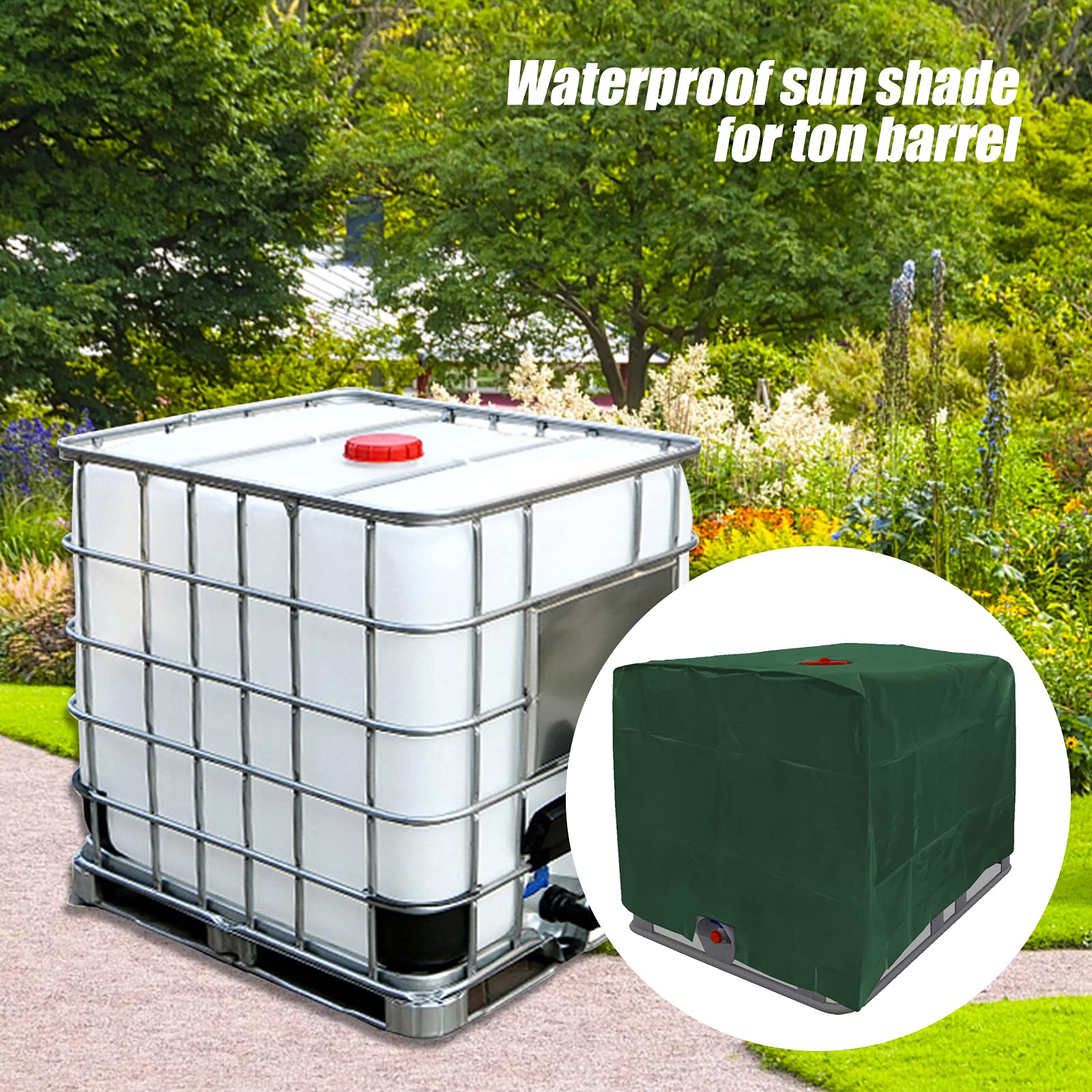 IBC Wasserdichte Abdeckung 600L IBC Tank Abdeckung,Abdeckplane für Wassertank,Wasserdichter Staubdichter Anti-UV- Schutzhülle, Zuhause IBC Tank Zubehör,für IBC-Tank Behälter Regenwassertank