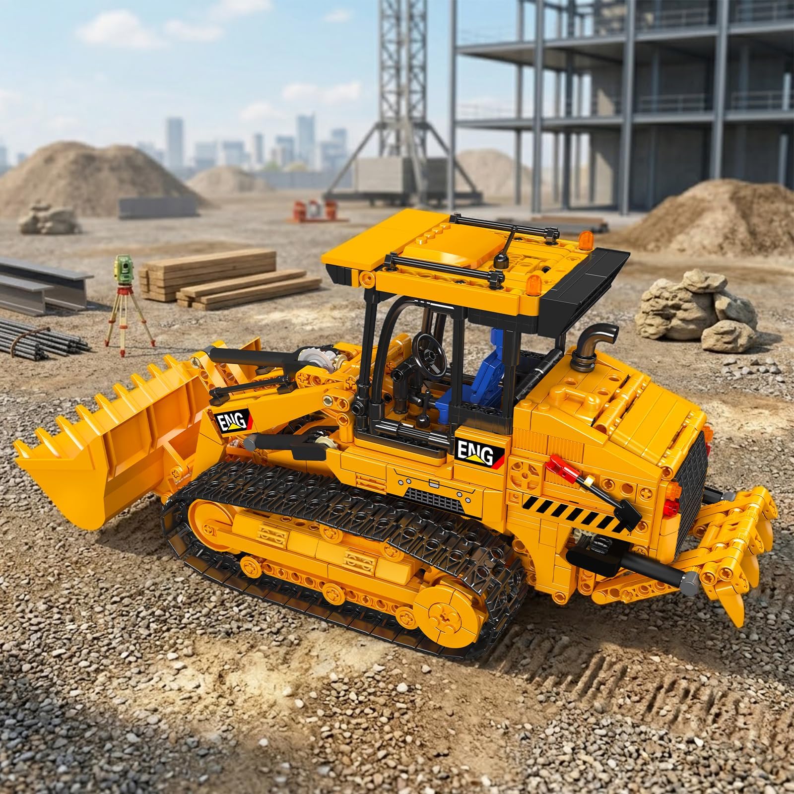 Mould King 17098 Motorized Tracked Loader Model Kit for Adults, App Controlled Construction Vehicle Engineering Supercar Set, Dual Remote Responsive Crawler Collector Exhibition Display (1208 Pieces)