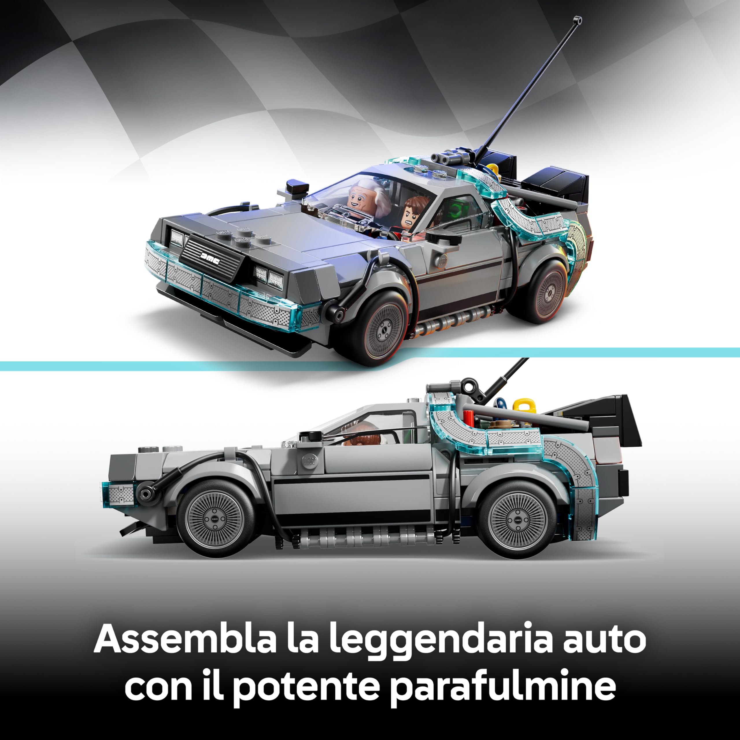 LEGO Speed Champions Macchina del Tempo di Ritorno al Futuro Giocattolo - Kit Modellino di Auto con Minifigure di Doc Brown e Marty McFly - Regalo per Bambini, Bambine e Fan del Film da 9 Anni - 77256