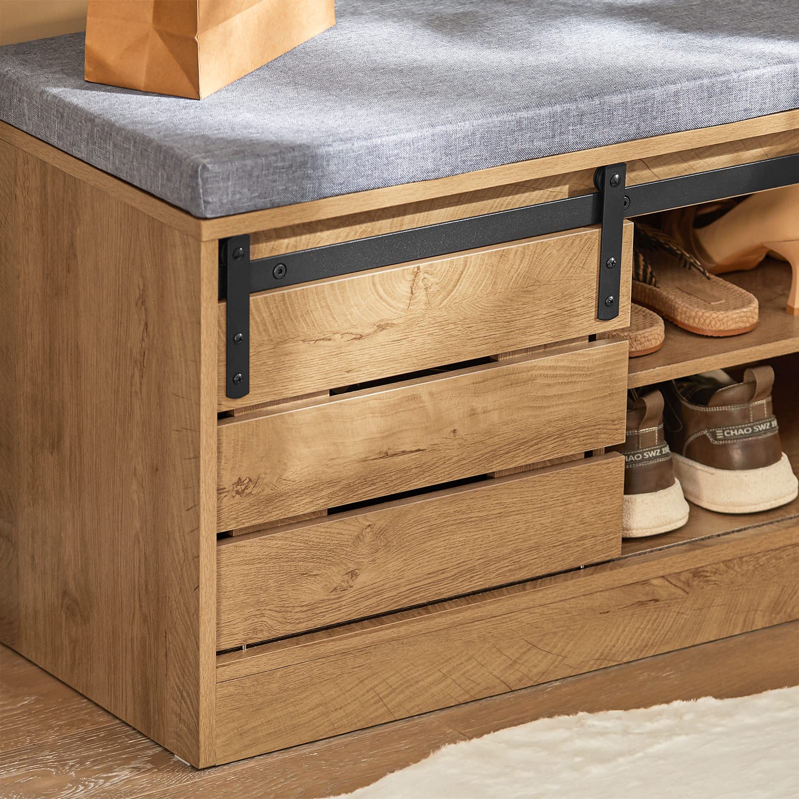SoBuy Panca scarpiera con porta fienile 80x35x48cm per ingresso