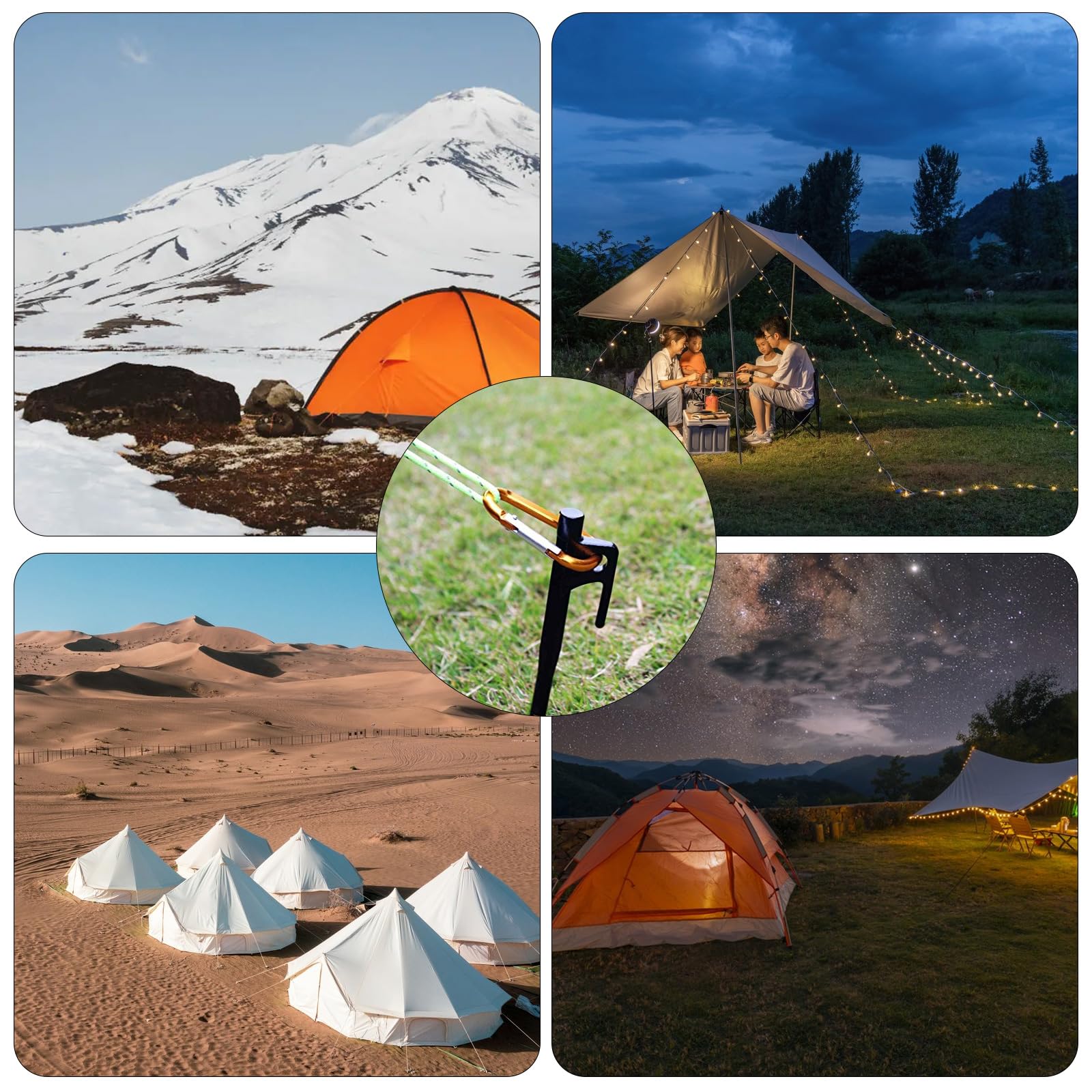 YAYODS 24 Stück Zeltheringe aus Metall, strapazierfähig, 30,5 cm, schwarz, Bodenanker mit Haken und Loch, hochfester, geschmiedeter Stahl, Camping-Zeltheringe für harte Böden, Outdoor, Reisen, Wandern