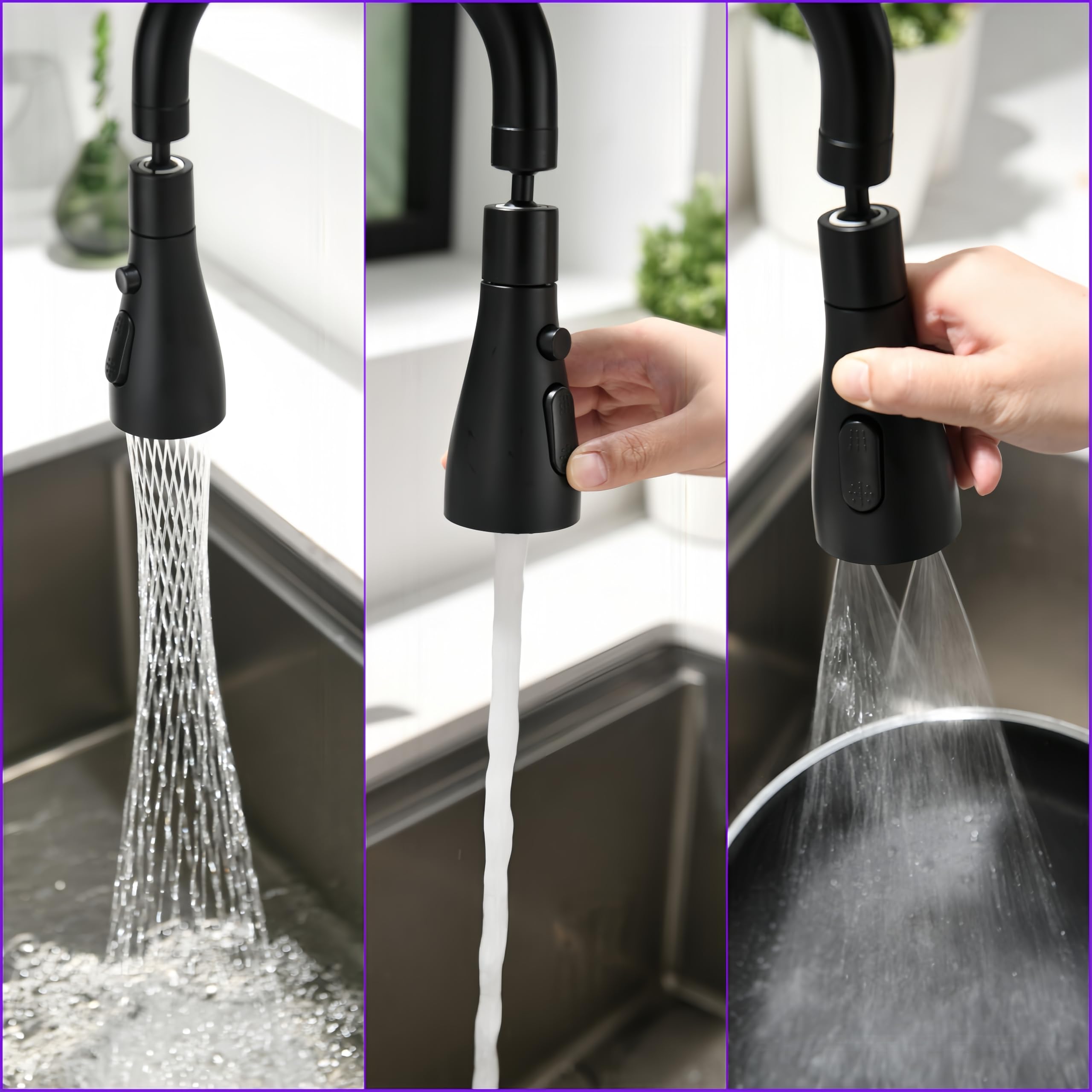 Rubinetto Cucina Abbattibile Sottofinestra,rubinetto Cucina Pieghevole 3 Modalità Di Scarico Dell'acqua,miscelatore Sottofinestra Cucina Rubinetti Da Cucina Acciaio Inox 304 (nero)