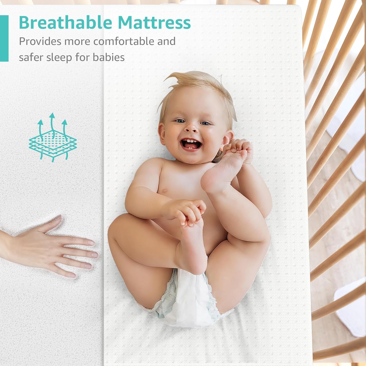 YENING Breathable Pack and Play Mattress Pad 38x26 Waterproof Baby Mattress for Pack N Play Matress Topper Waterproof with Straps White 2 Pack