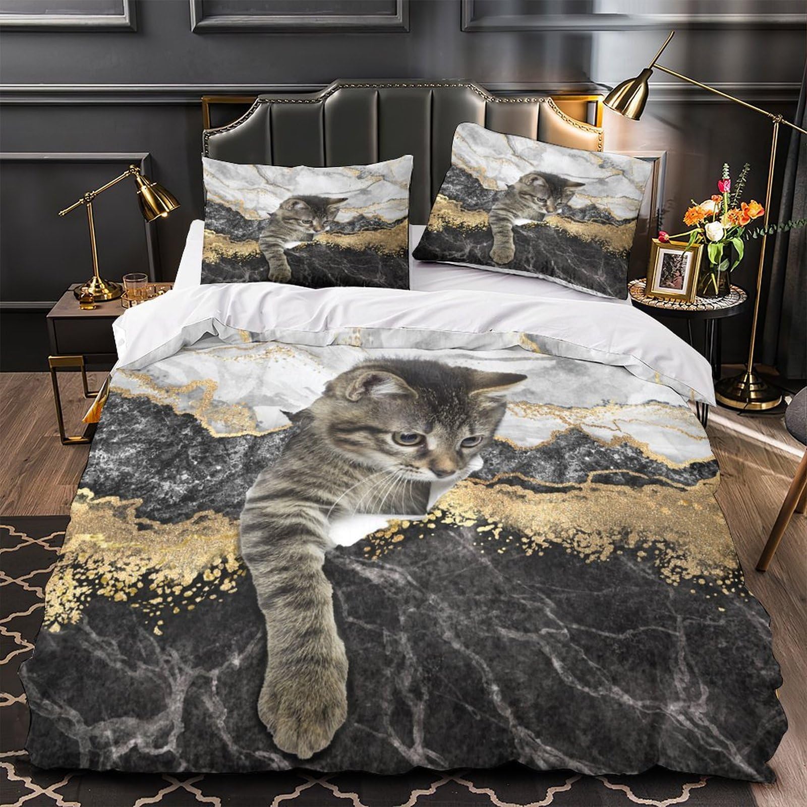 Housse de couette chatons pour couple amoureux : douceur et tendresse au lit 3D