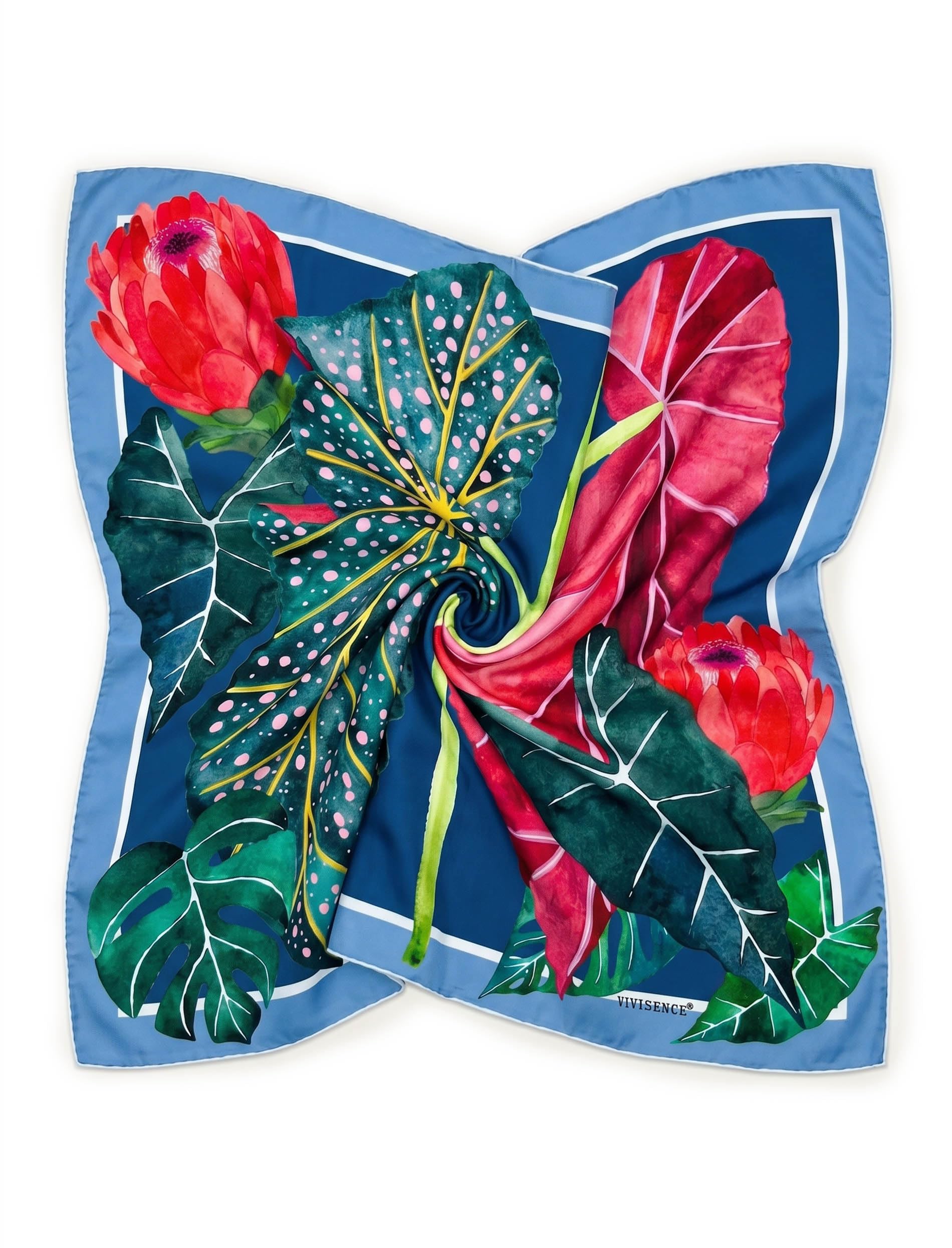 Vivisence Pañuelo De Seda Mujer 65 X 65 Cm, Fular Cuadrado De Seda Natural 14 Momme, Bordes Enrollados A Mano