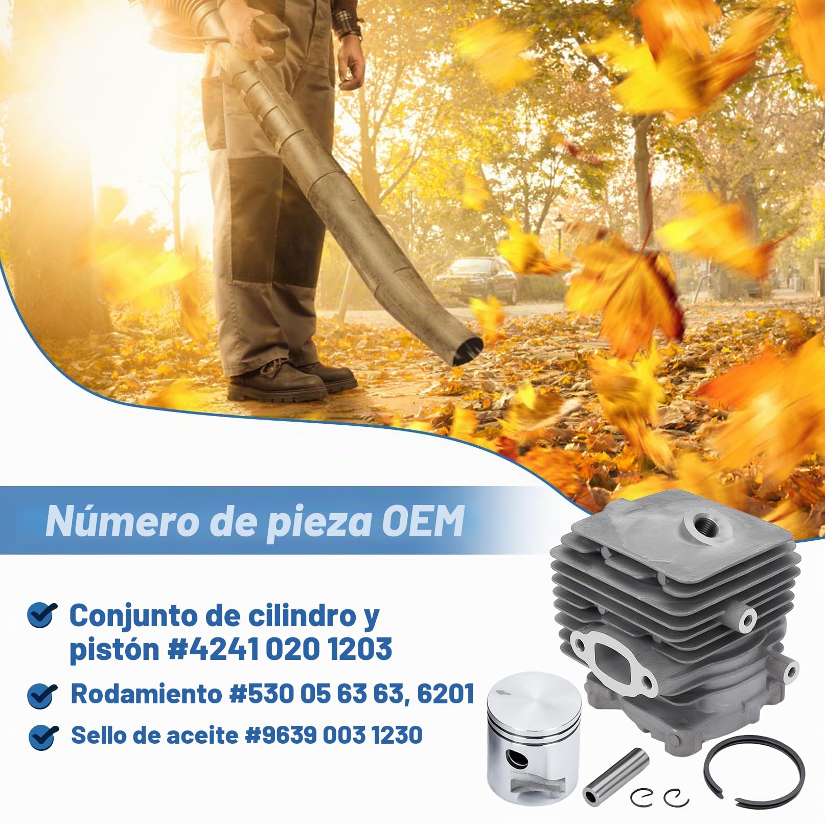 Kit de Pistón Cilindro 34mm para Stihl BG86 BG86C BR200 SH86 SH86C SR200 Repuestos Soplador con bujía Filtro Cojinetes etc Reemplazo 42410201203 6201