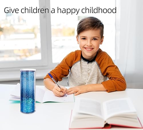 Miniatura 4 de NBX NewmeBox Estuche multifuncional con arenas movedizas, calculadora, espejo, bolsa transparente para bolígrafos, lindo organizador de escritorio,