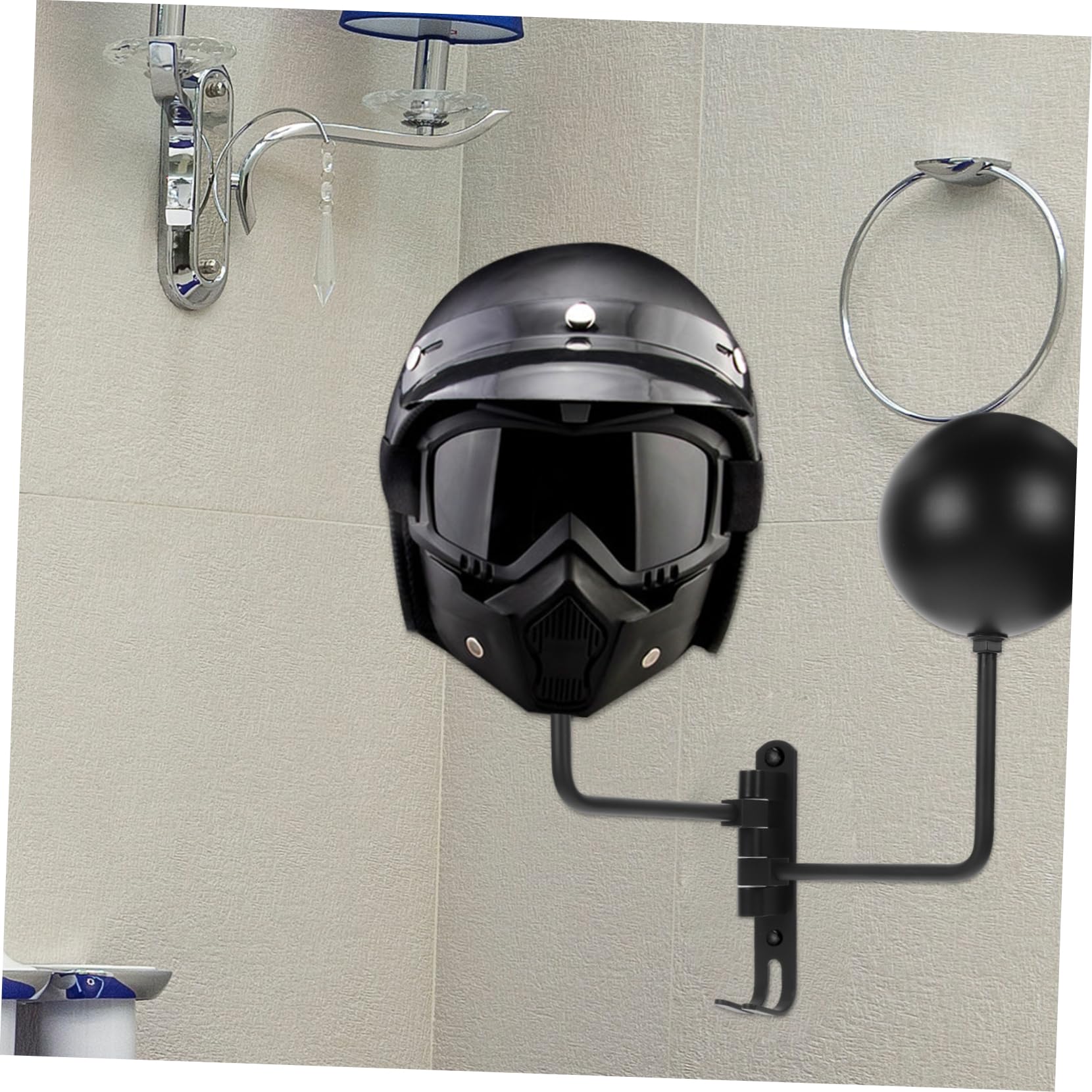 MAGICLULU Soporte de Pared para Colgar Cascos de Acero Inoxidable Negro | 1 Juego, Montaje en Pared, para Garaje de Bici y Espacios de Almacenamiento, Incluye Soporte Doble