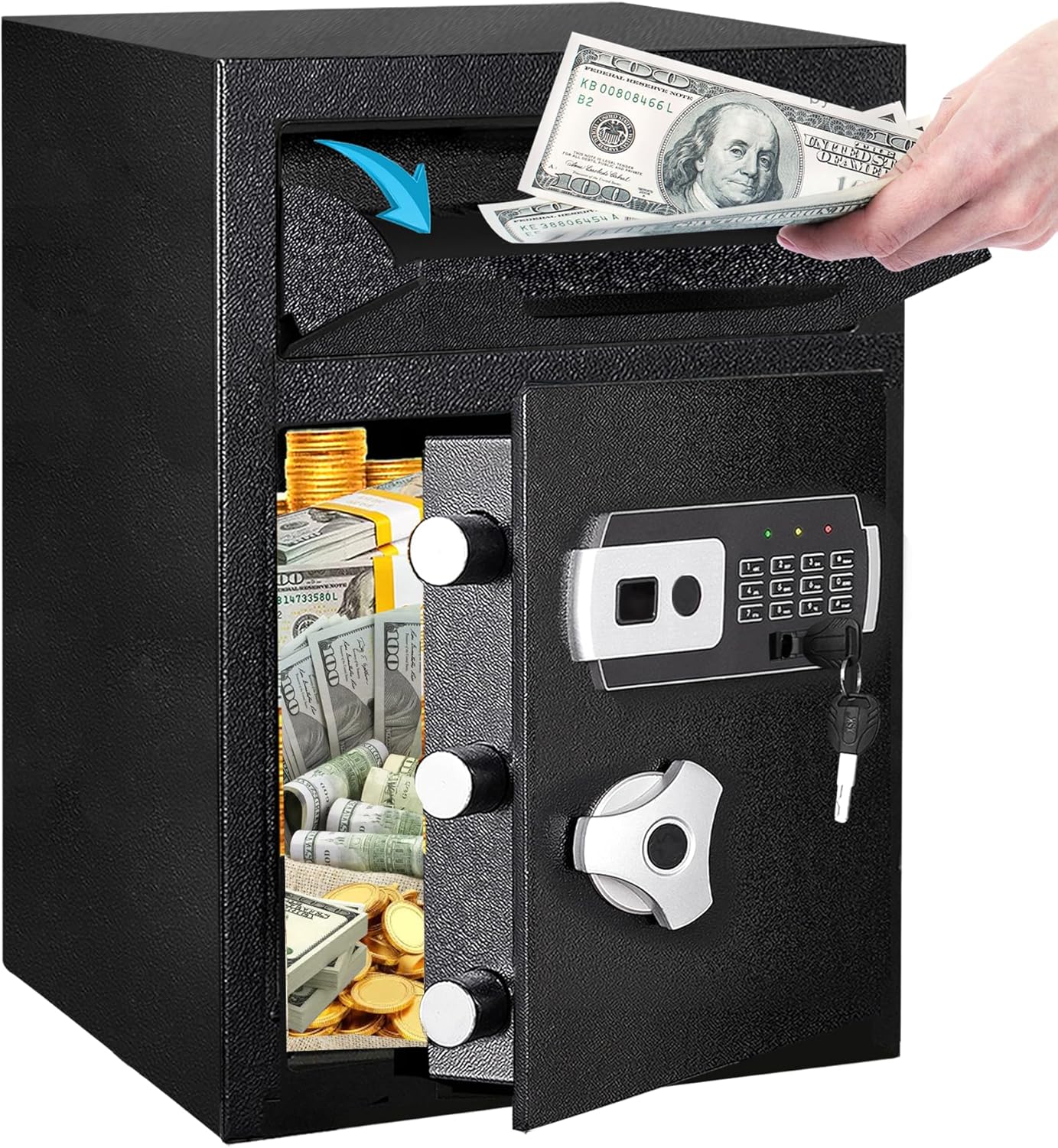 Amazon.co.jp 2.5 CUB 預金庫 ドロップスロット付き セキュリティドロップセーフ ビジネス用 電子キーパッド