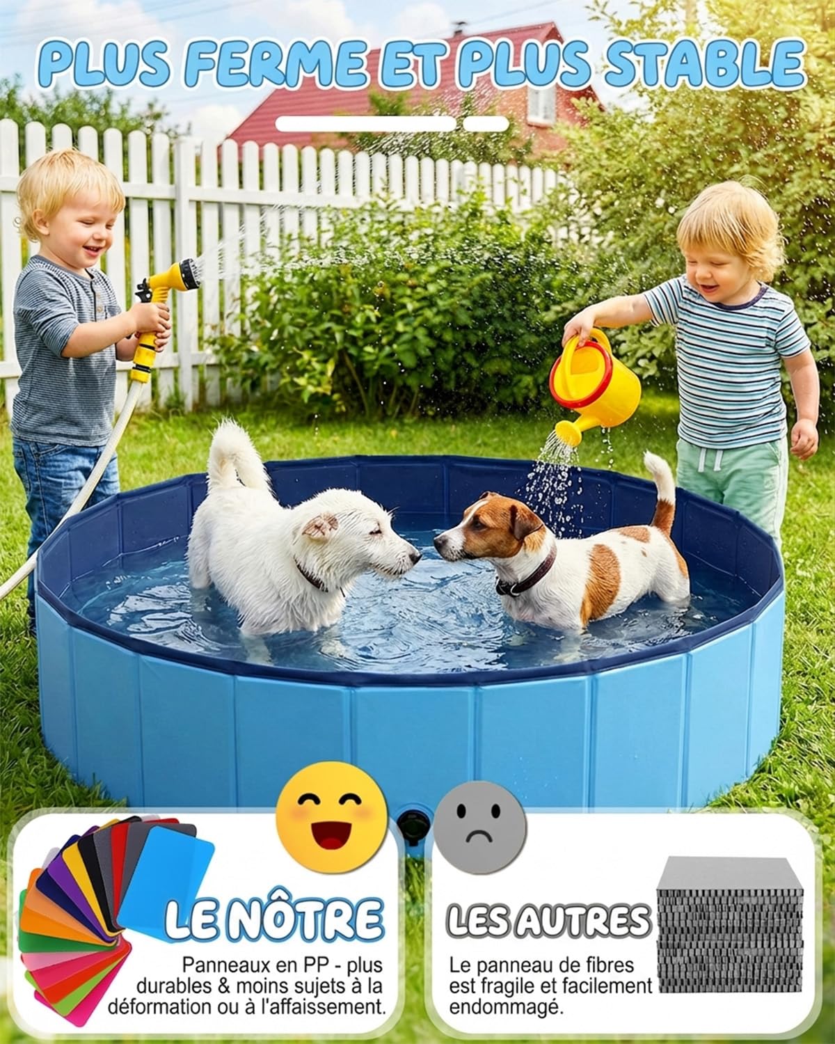 Piscine Chien Pliable et Robuste, Bassin pour Chiens en PVC Antidérapant, Piscine Portable pour Animaux et Enfants, Baignoire Extérieure pour Petit et Grand Chien, Bleu,80 x 20 cm