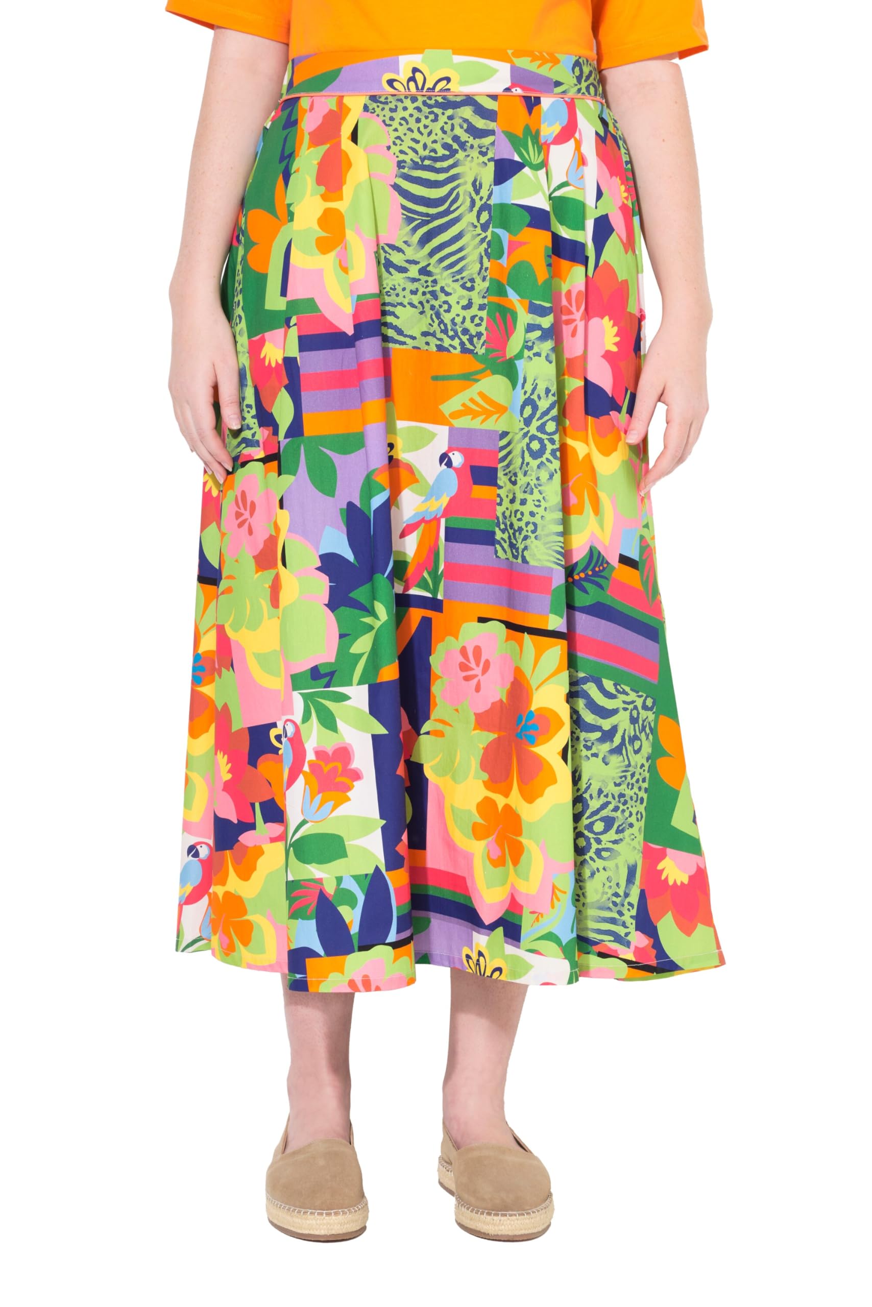 Ulla Popken Damen große Größen Übergrößen Plus Size Rock, Patchdruck, Komfortbund, Taschen 834870