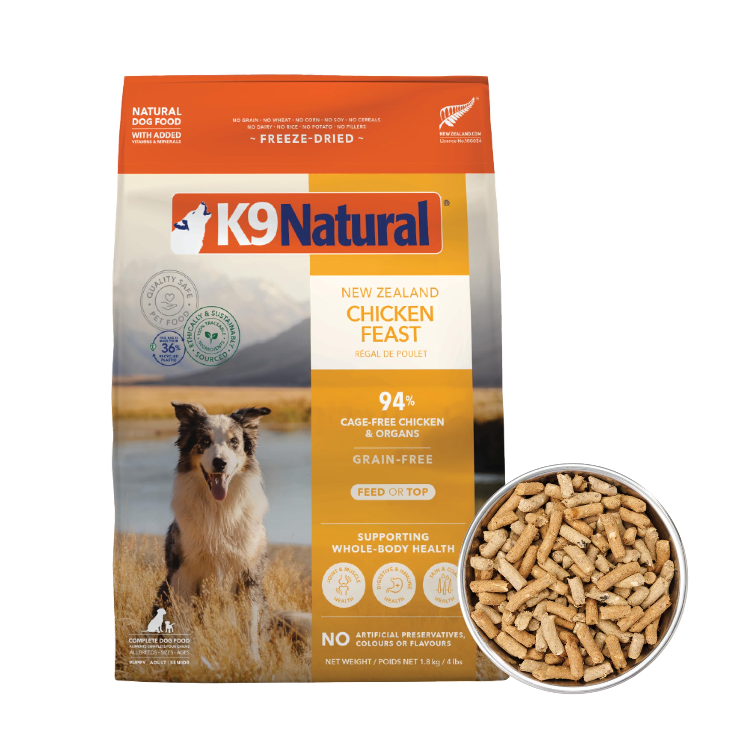 - K9 Natural - Grain Free Freeze Dried Dog Food - Chicken, 4lb