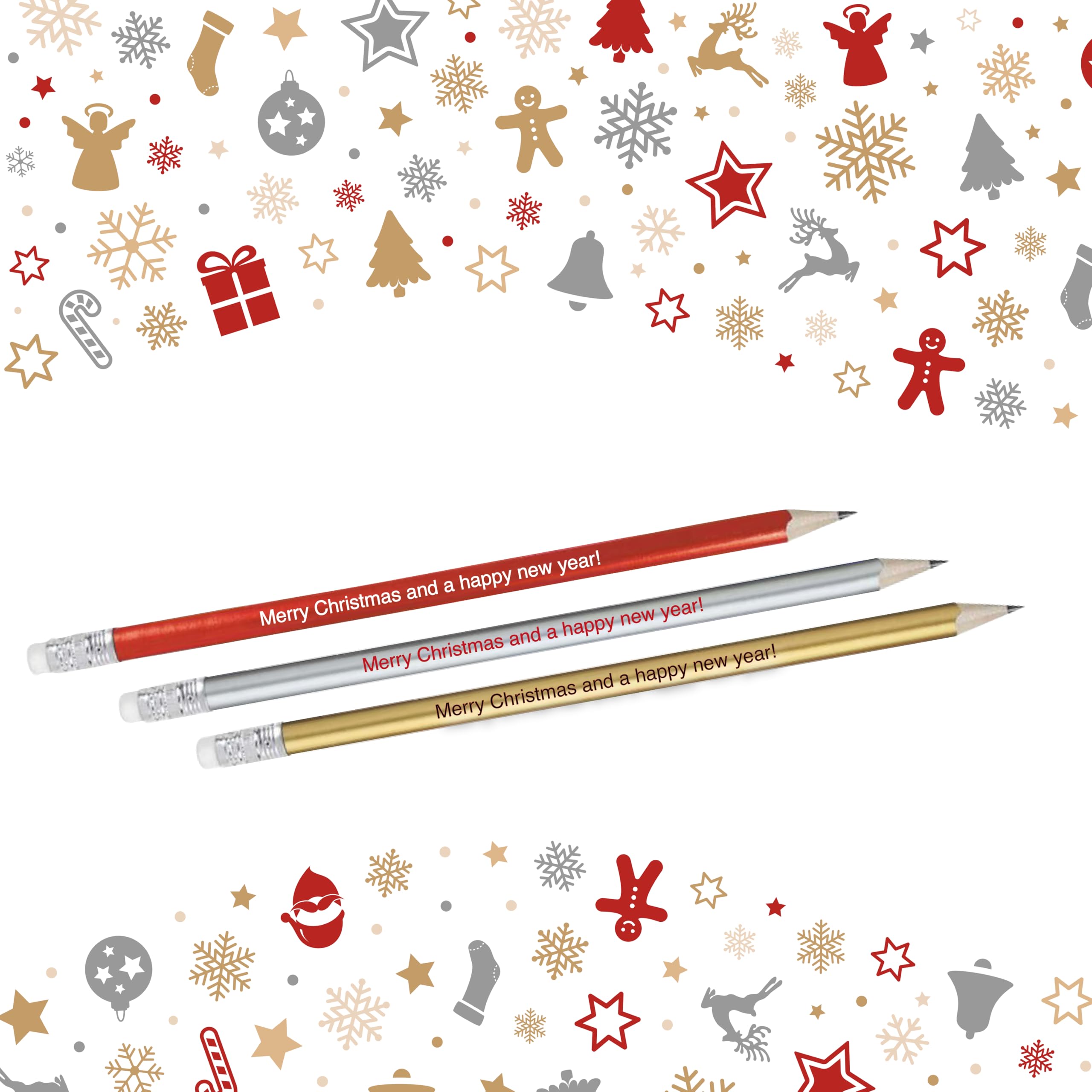 Matite Eleganti Personalizzate con Stampa Nome Logo Testo per Gadget Matrimonio Eventi Fiere Aziende Idea Regalo Laurea, Natale (30 Pezzi, Rosso)