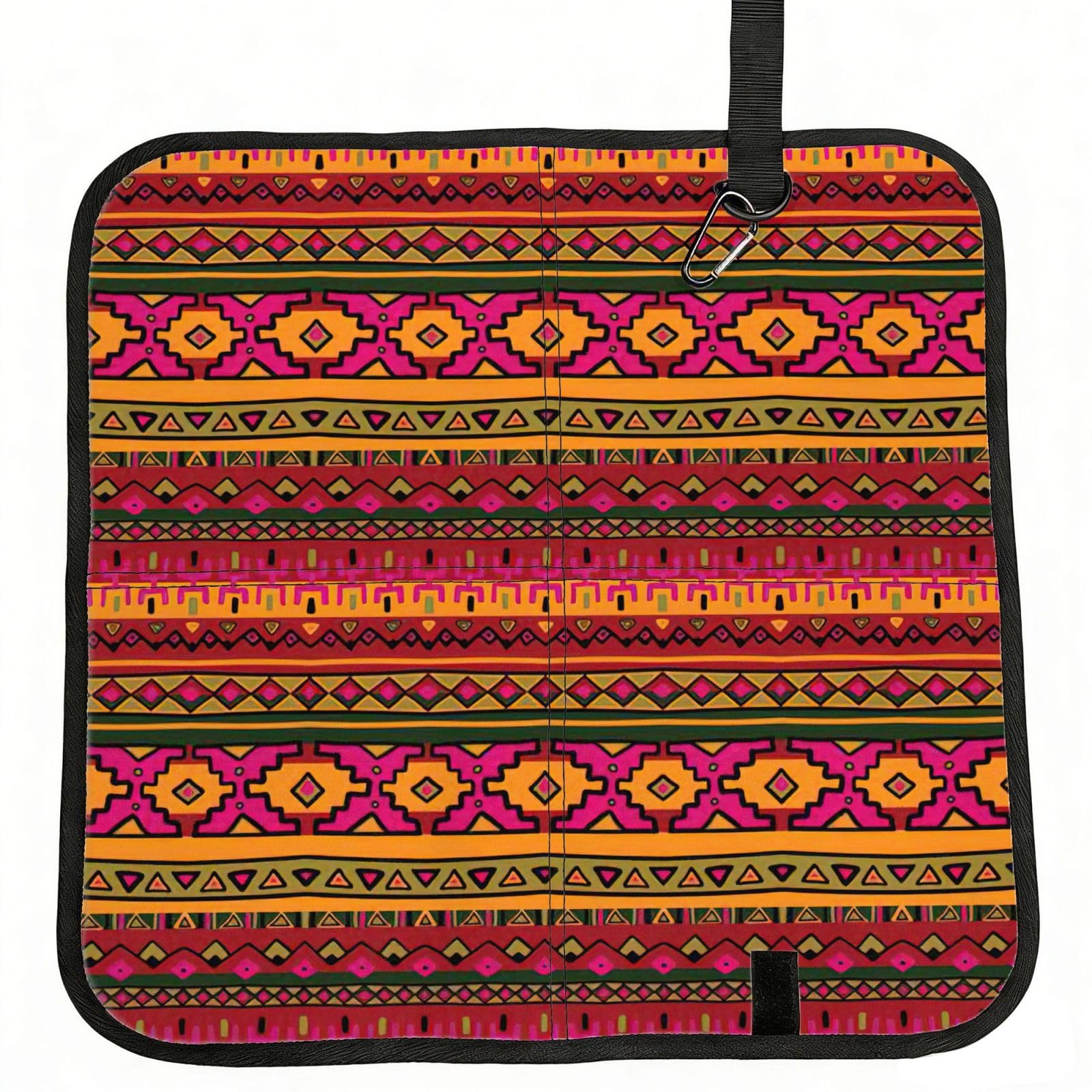 OKFSTY Mexican Folk Art Boho Print Fold Away Seat Cushion Portable Outdoor Pad Polyester Bleacher Bench Mat Travel Picnic Pad