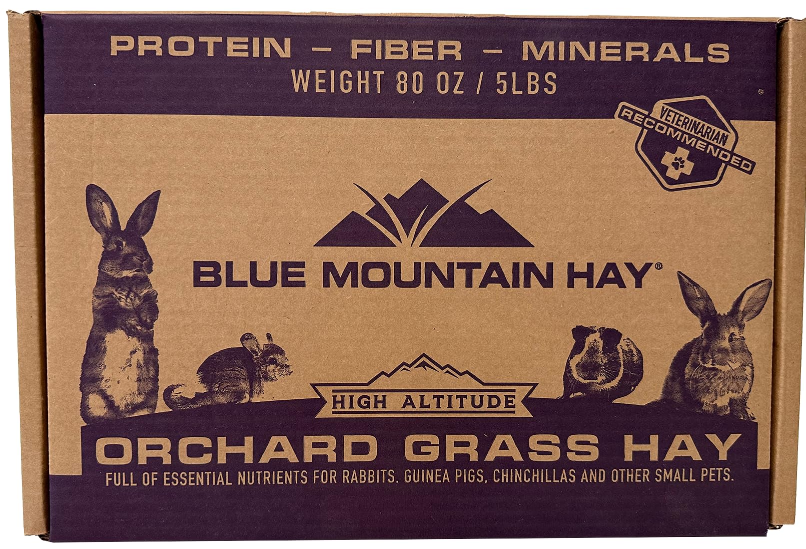 Blue Mountain Hay | Fresh Orchard Grass Hay (5 Pounds) | High Fiber, Soft & Leafy | High-Altitude Hay Pet Food for Rabbits, Guinea Pigs, Chinchillas, Hamsters, and Other Small Pets