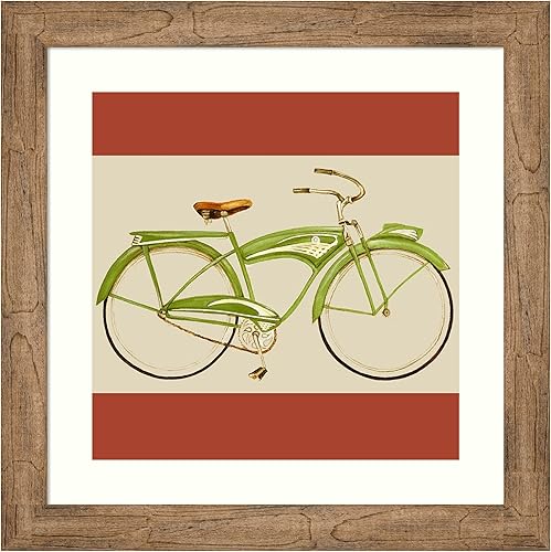 Amanti Art Framed Wall Art Print 24x24 Retro Bike Collection H by Jennifer Goldberger, Transportation Wall Art, Vintage Decor, Medium Poster