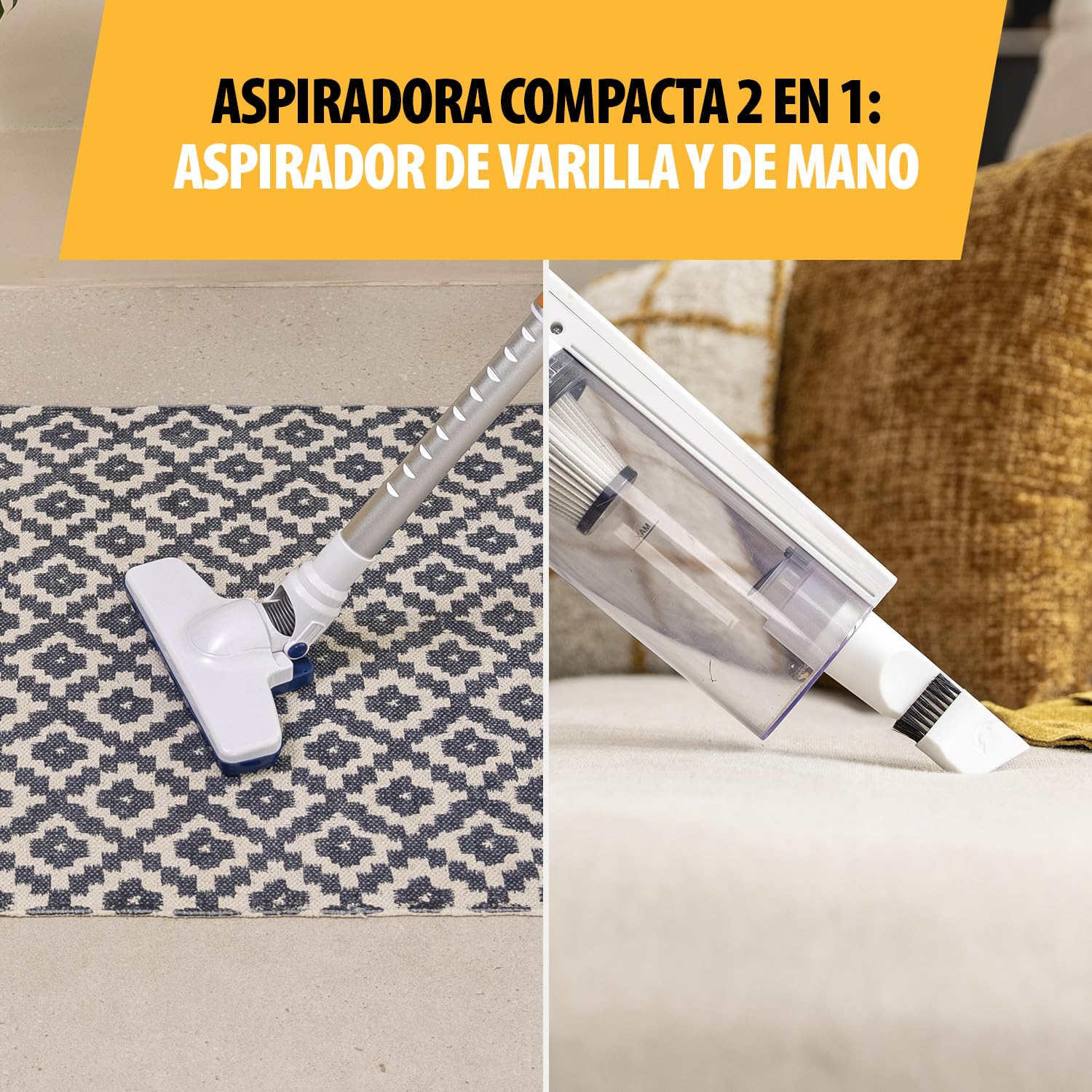 Aspirador de Varilla Tristar 2 en 1 con Cable - Aspirador de Mano y Aspirador de Varilla - Cable de 6 Metros - 400 W - 2 Accesorios - SZ-2308