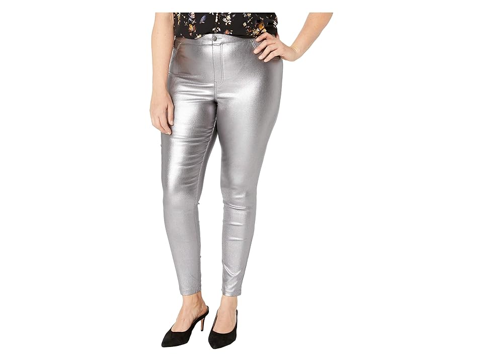 

HUE Plus Size Iridescent Metallic Denim Leggings (Gunmetal) Women's Jeans