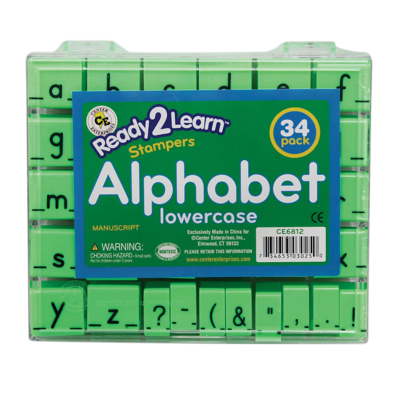 READY 2 LEARN Alphabet Stamps - Lowercase - Small - Set of 34 - Letter Stampers for Kids