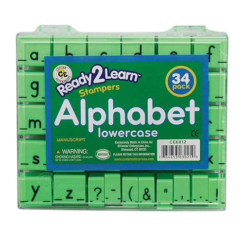 READY 2 LEARN Sellos del alfabeto, minúsculas, pequeños, juego de 34 sellos de letras para niños
