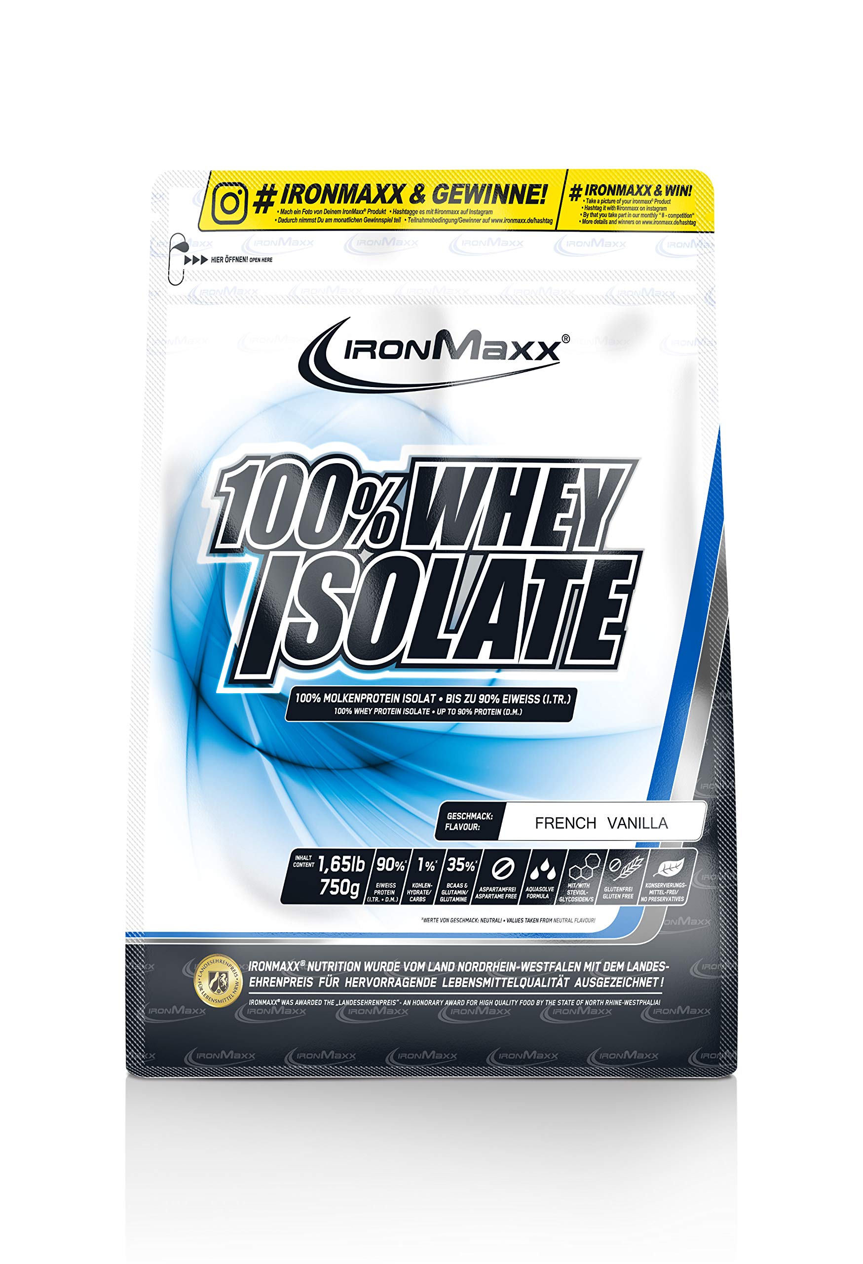 Ironmaxx 100% Whey Isolate French Vanilla Powder - Multicoloured, 750 g