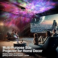 Vista 6 de Proyector de galaxia, proyector de estrellas para dormitorio, luces nocturnas para habitación de niños, proyector de techo con altavoz Bluetooth