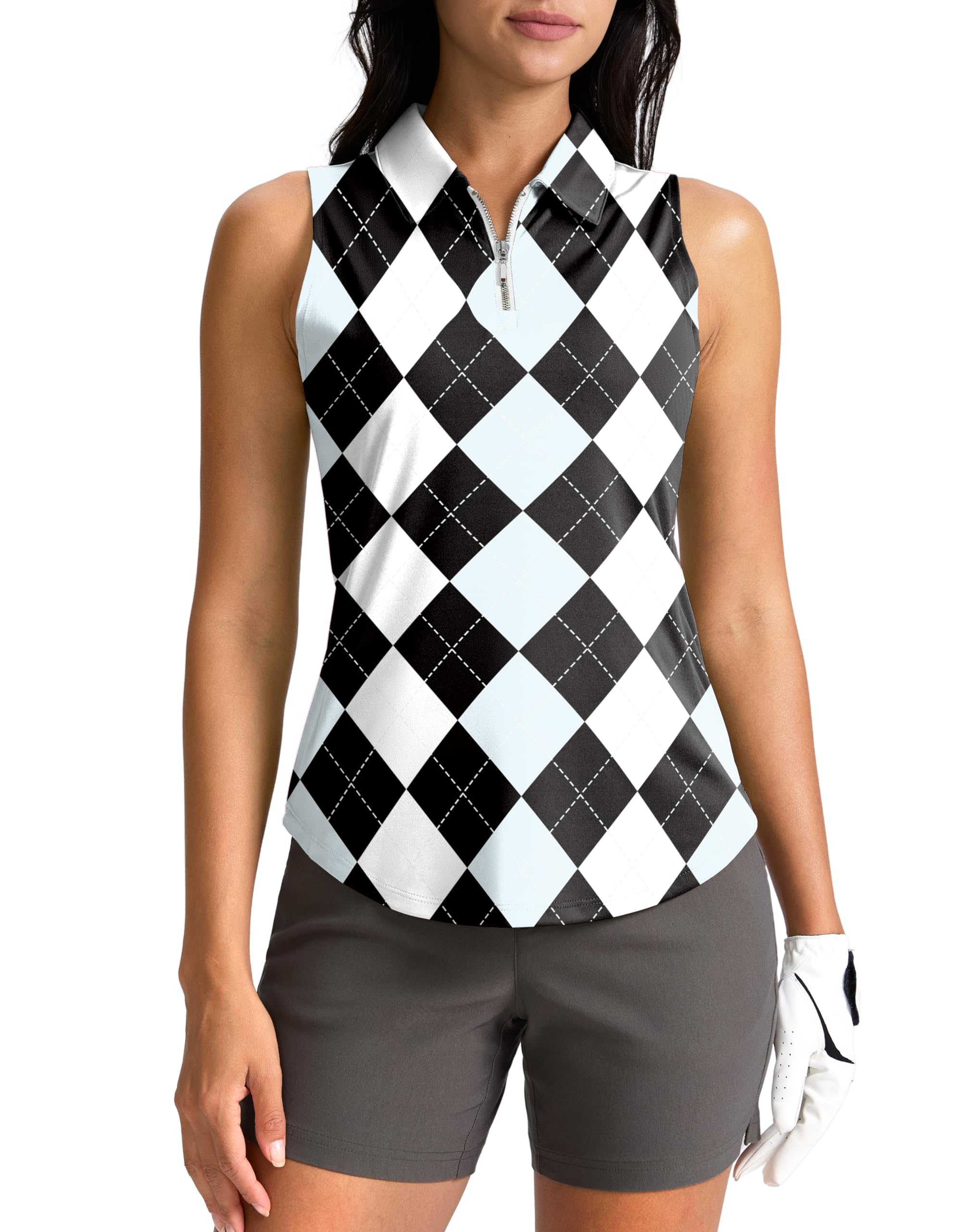 G Gradual Womens Golf Shirt Sleeveless Zip Up Polo Shirts for Women Collared Lightweight Tennis Athletic Tank Top