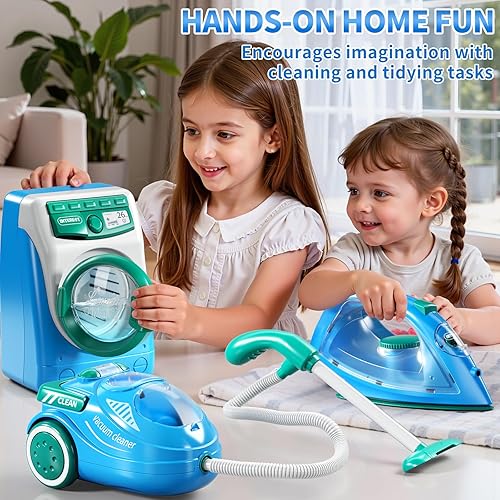 Miniatura 5 de Juego de juguetes de limpieza para niños pequeños de 1 a 3 años, juguete de limpieza para niños con aspiradora para niños pequeños, lavadora