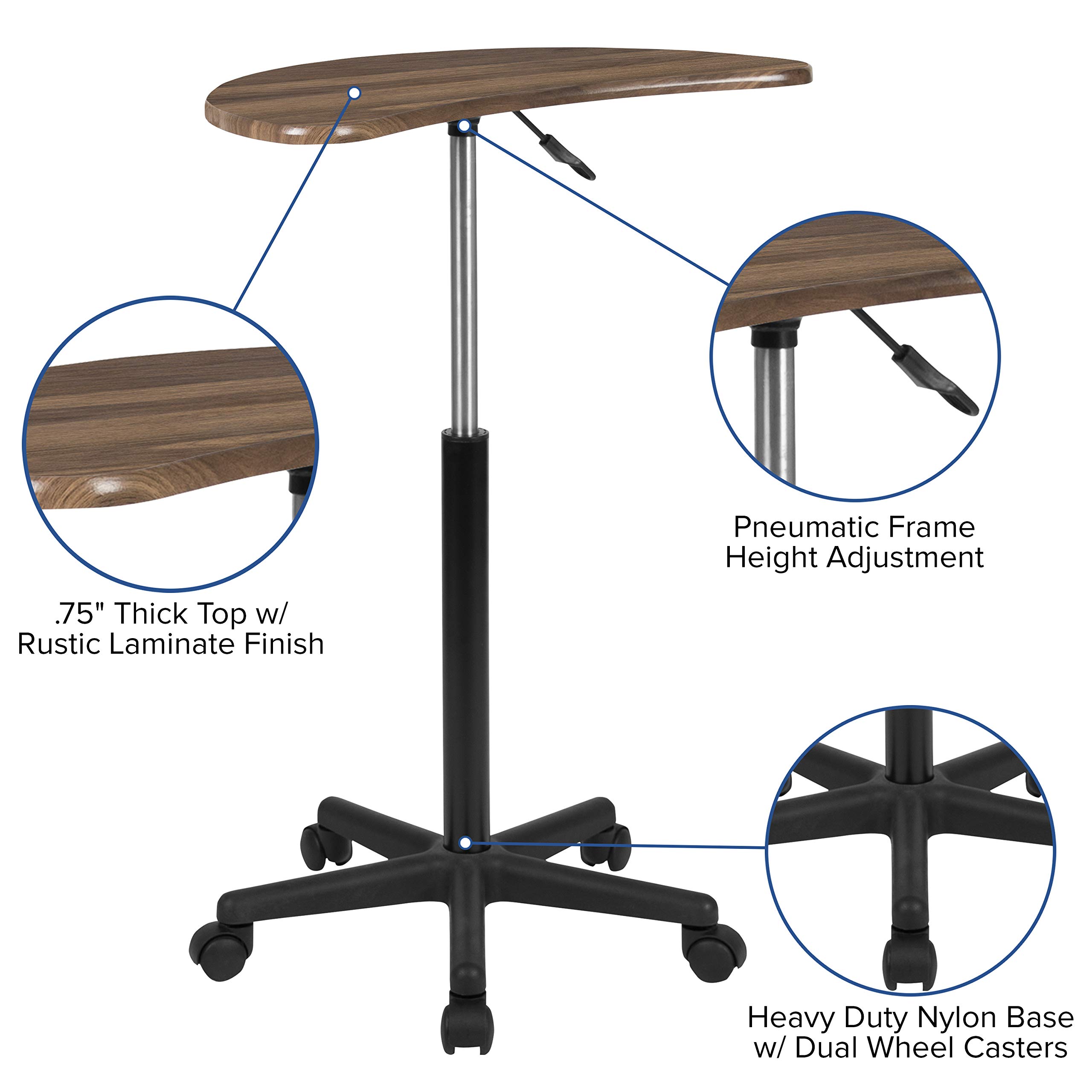 Flash Furniture Mobiler Laptop-Schreibtisch, Walnussholz