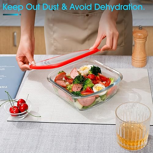 Miniatura 3 de NUTRIUPS Plato para hornear de vidrio cuadrado de 1 cuarto de galón con tapa, plato de horno de 6 x 6.5 pulgadas para horno, pequeño recipiente de