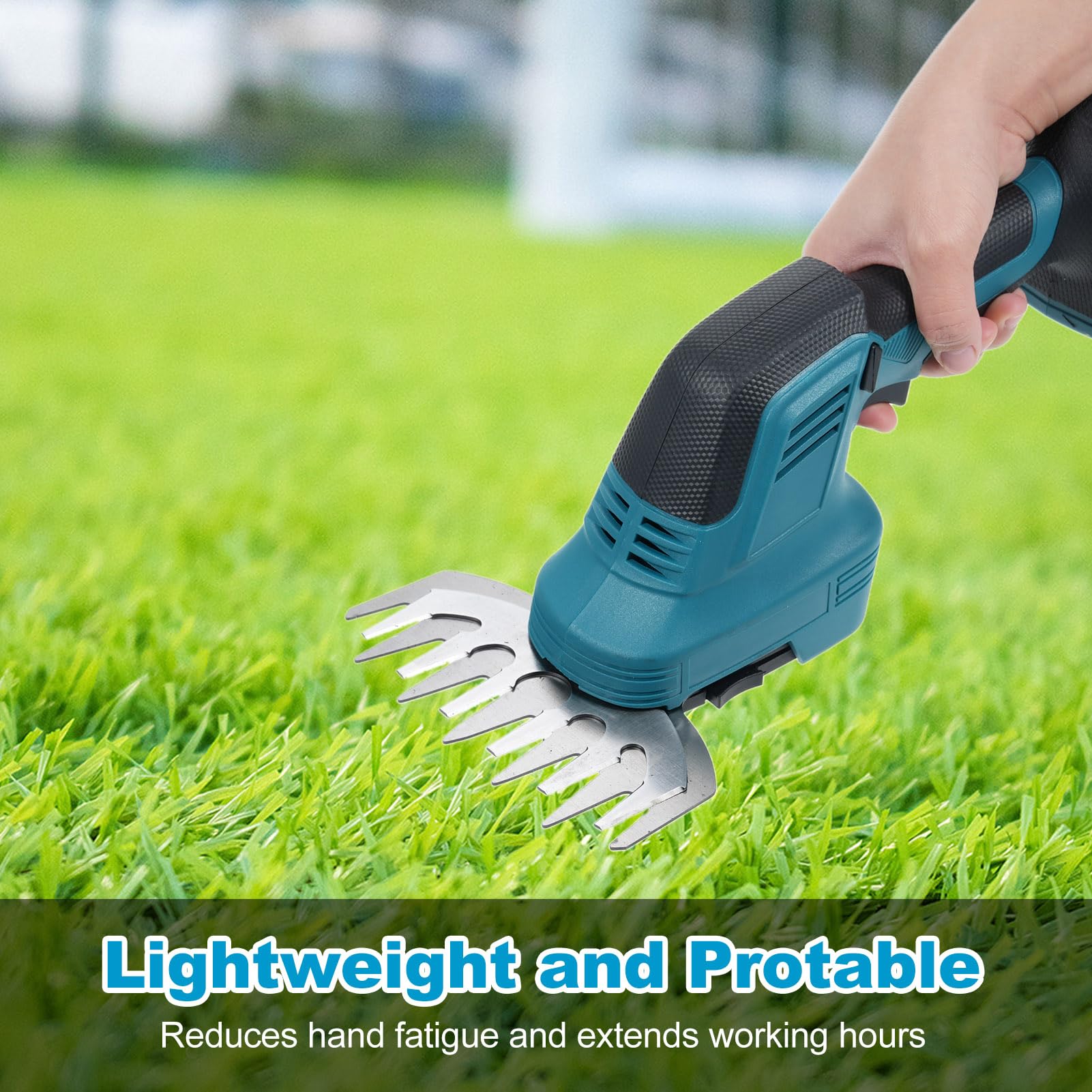 Cisaille à Gazon et Coupe-arbustes 2 en 1 Taille-haie électrique portatif 21 V et Coupe-Herbe Coupe-arbustes et Coupe-Herbe pour pelouse de Jardin avec 2 Batteries et Chargeur 2,0 (EU Plug & 1