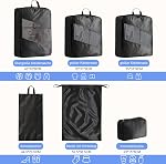 Compression Packing Cubes,Packing Cubes Compression, 6 Set Suitcase Organiser for Backpack, Ultralight Expandable Suitcase Organizer, Travel Cube (Black)